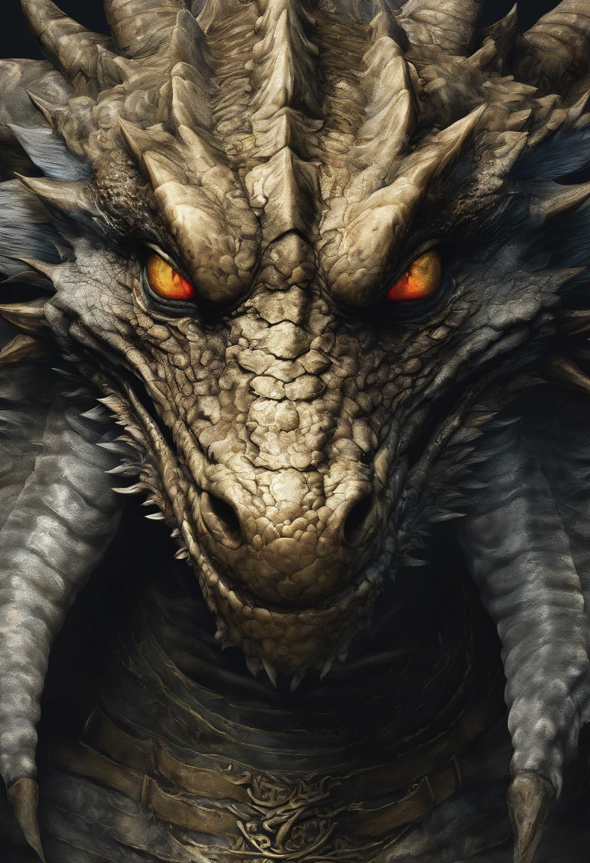 Masterpiece, Best quality, High quality, dragon japonais, digital art, magique, mystique, ethereal, Style unique, highly textured, intricate high detail, Bright deep black, pose dynamique, yeux jaunes, ciel orageux