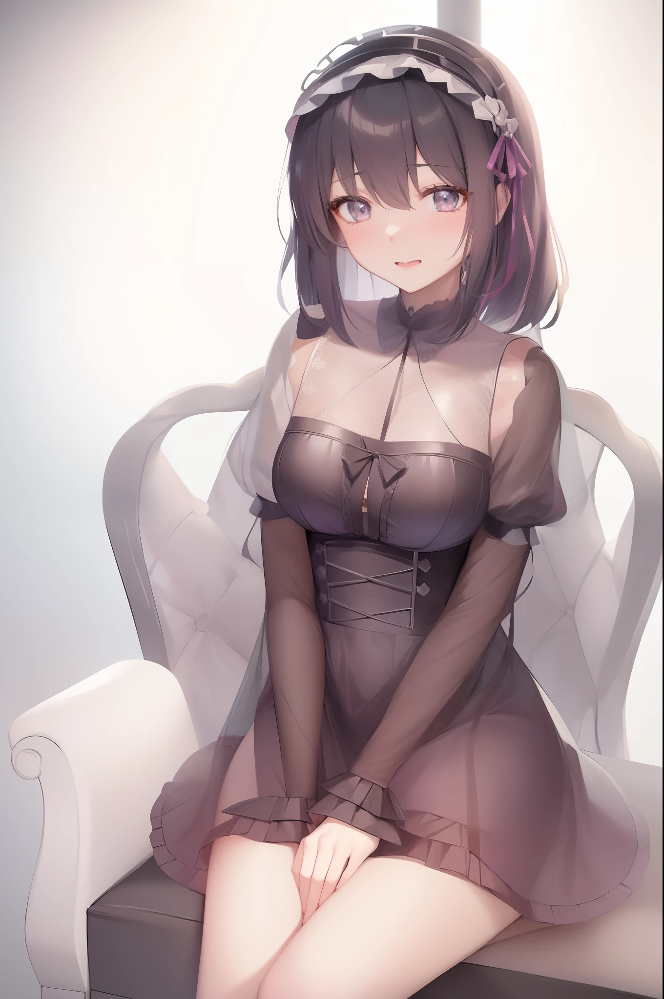 anime - style image of a woman sitting on a chair in a room, anime moe artstyle,  cute anime waifu in a nice dress, [ 4 k digital art ]!!, seductive anime girl, nightcore, 8k high quality detailed art, made with anime painter studio, kantai collection style