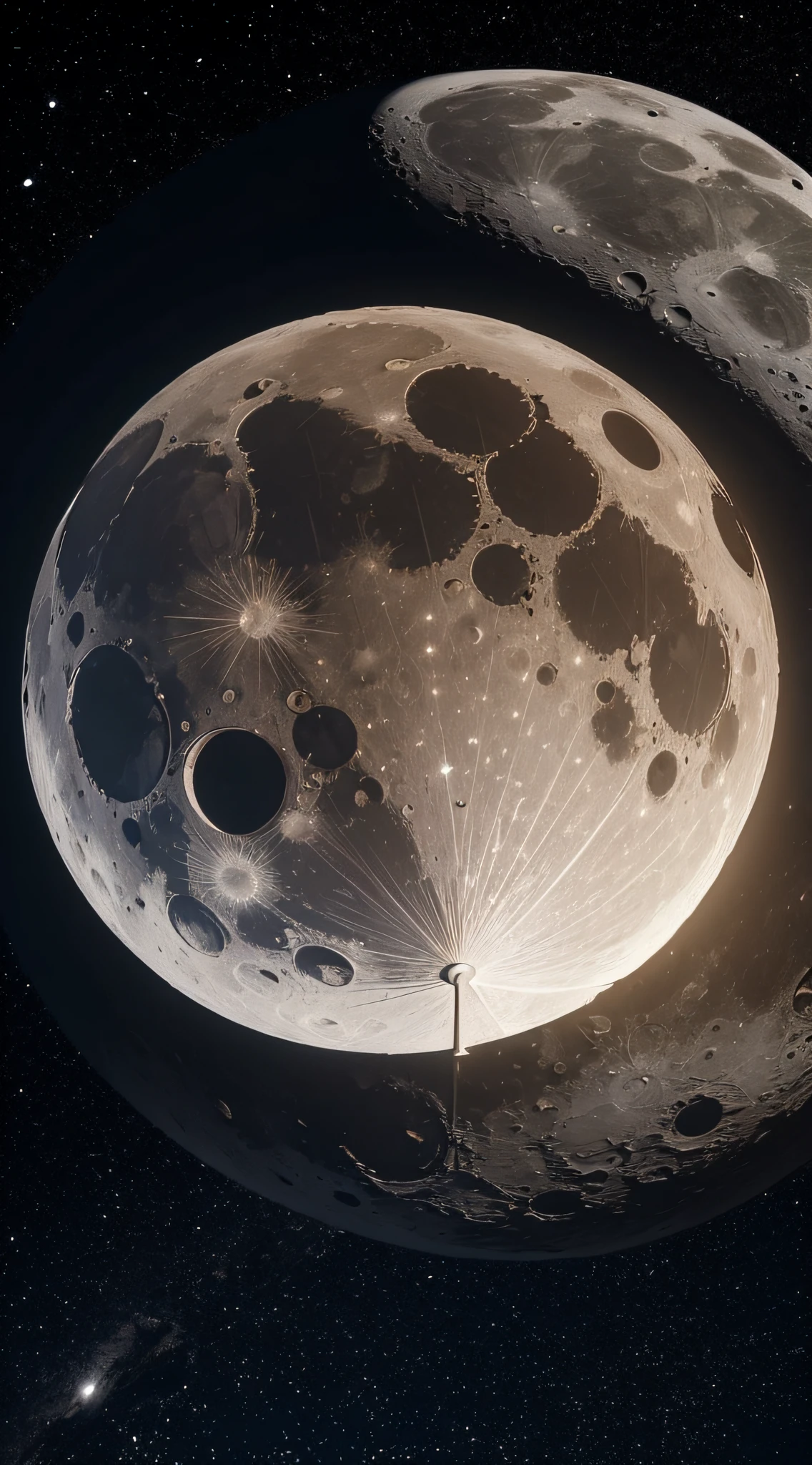 Generate an image of a massive dome covering the flat moon to hide its shape