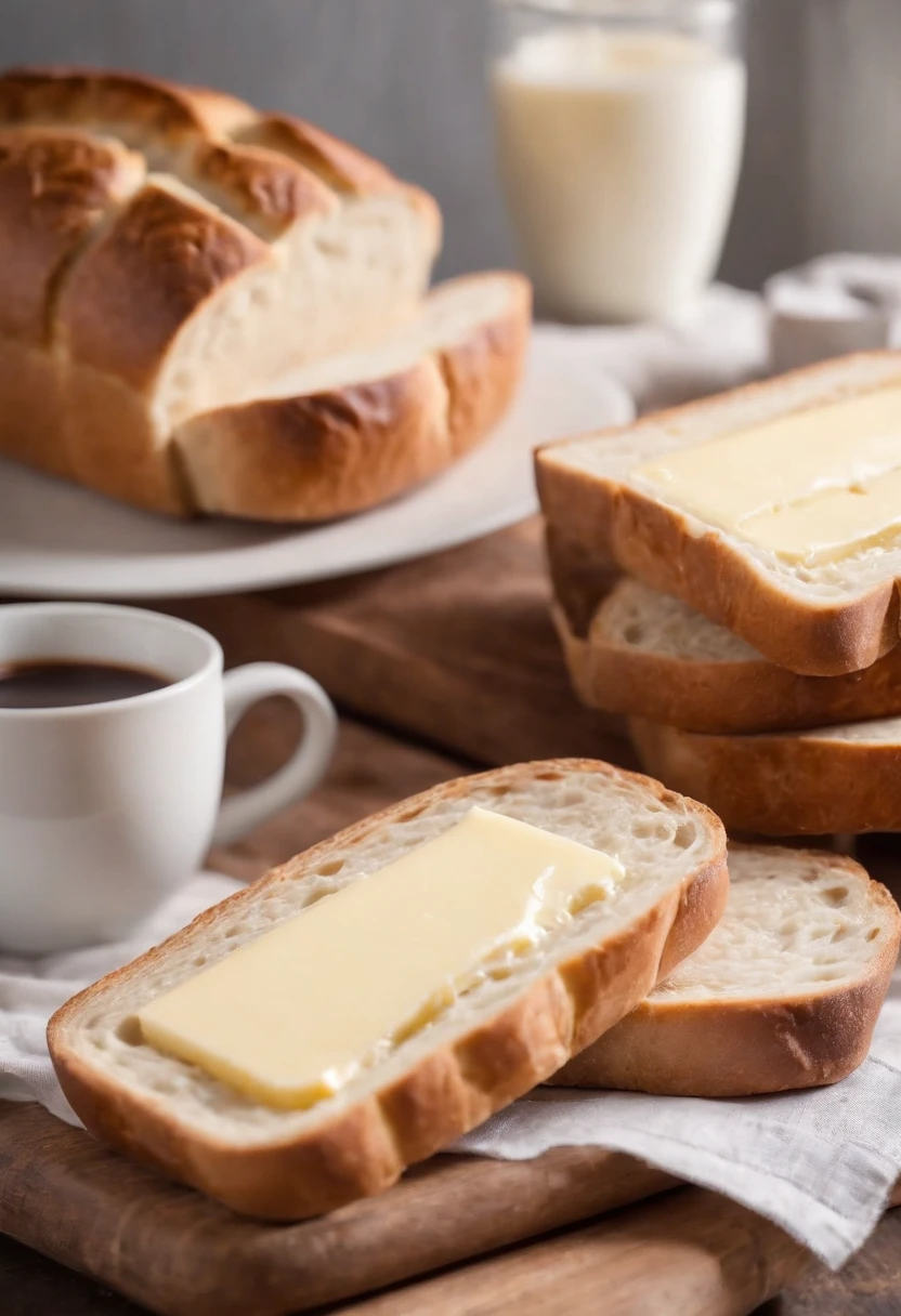 French bread with butter, Coffee with milk, mesa brasileira