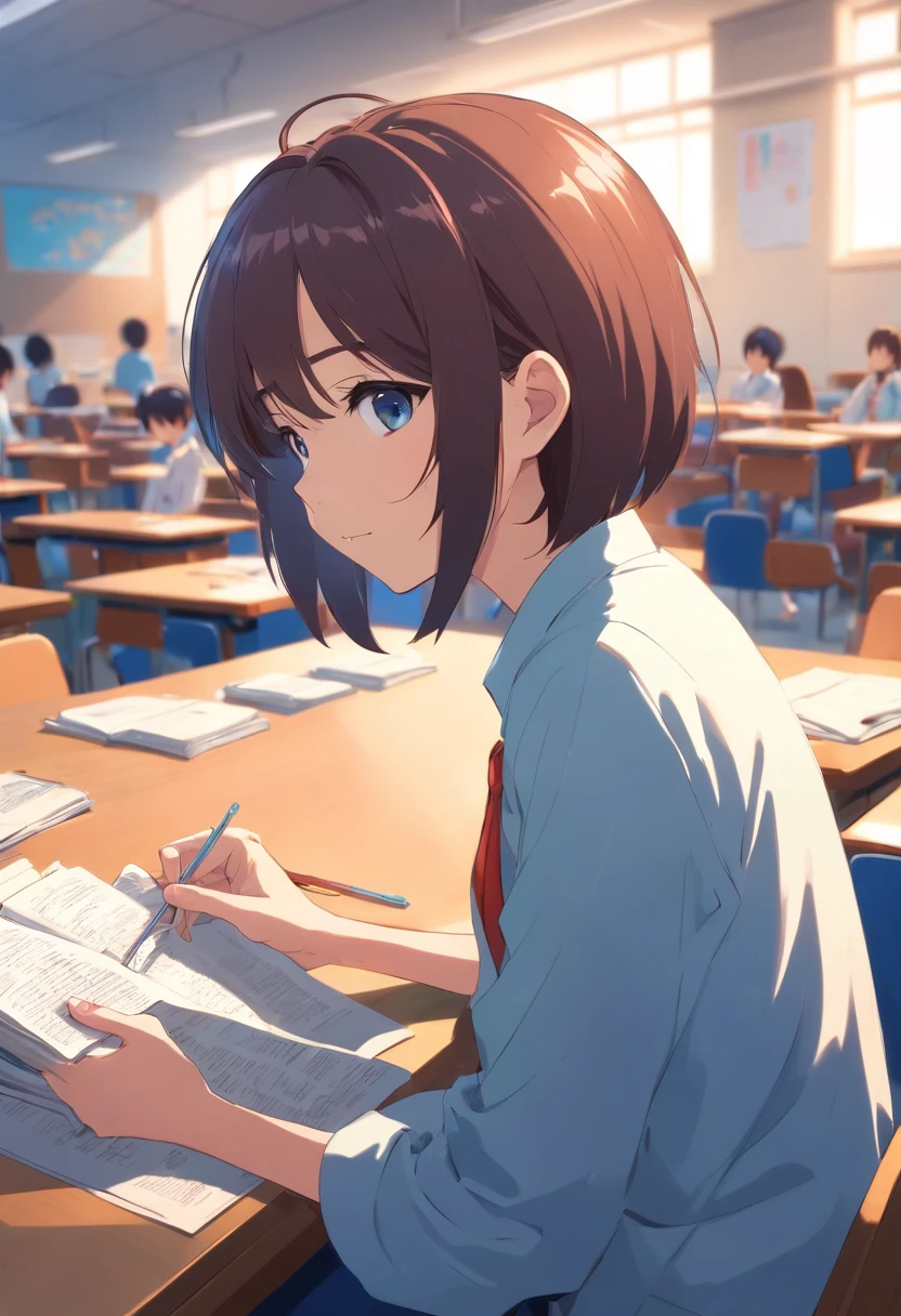 Japanese visual style kei reading manga in class