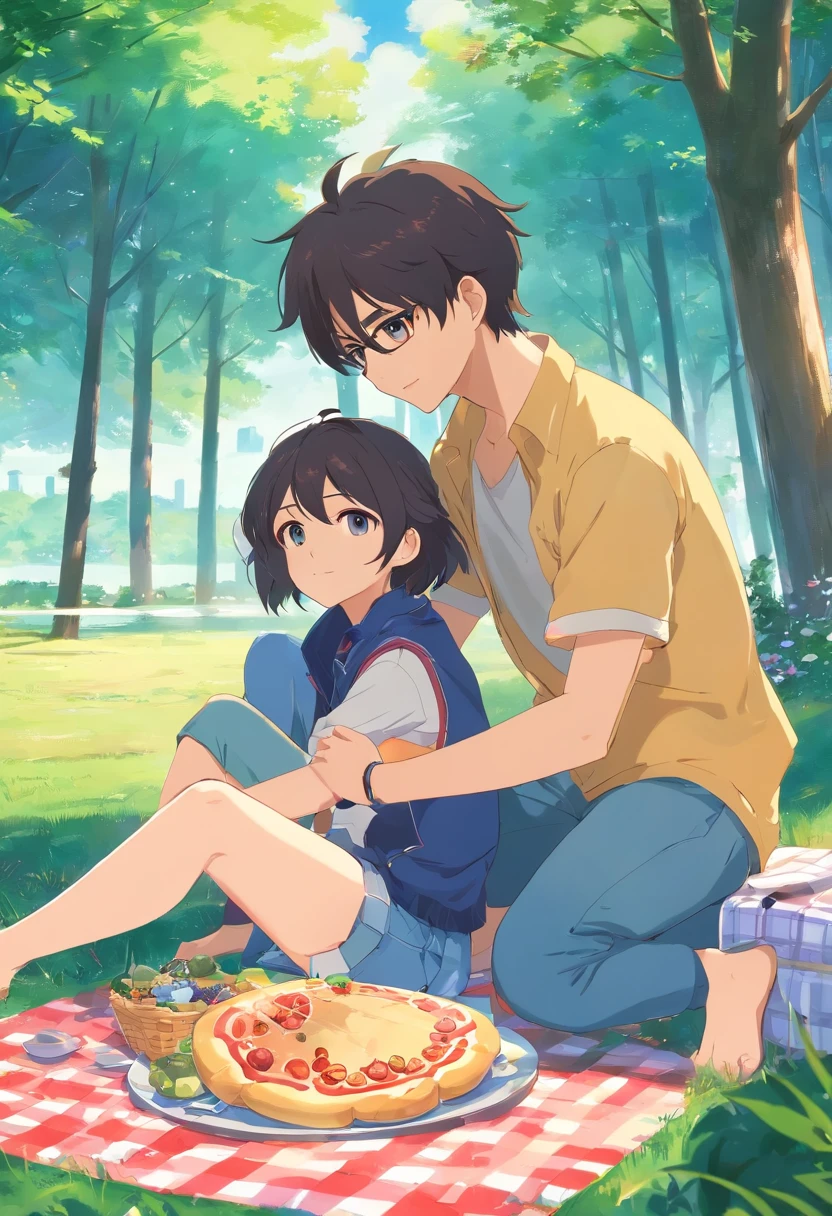Casal gay em picnic
