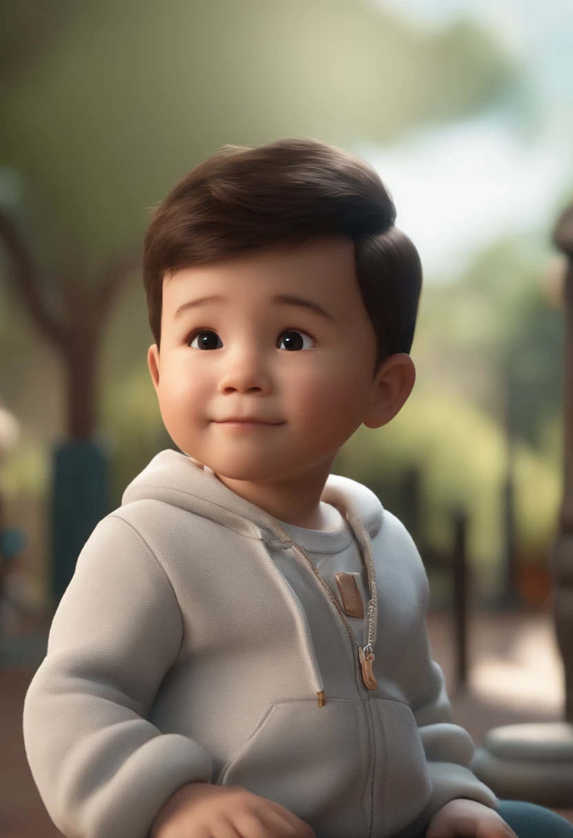 (Pixar 1.23 estilo) 1 ((parte superior do corpo frente, busto tiro)), solo, cute child, morena, tracksuit bonito, meninoan child, garoto feliz, sorriso, cute, 3D, fundo branco da imagem, playground, ((obra-prima, mais alta qualidade)), (composite lighting)