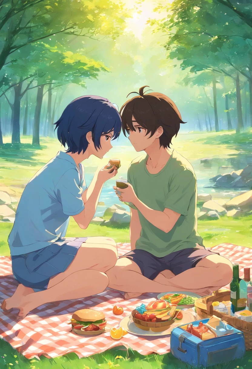 Casal gay em picnic