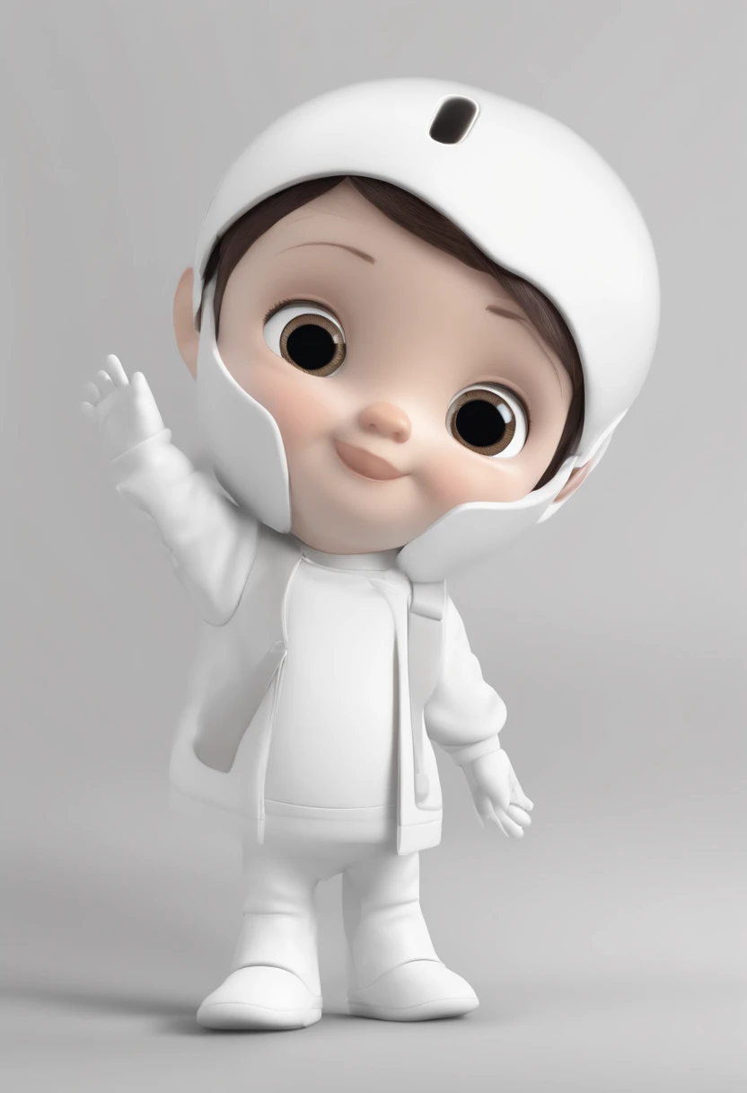 a happy cute standing short hair, vestindo uma fantasia espacial, garoto sonhador, garoto sorrindo, Raising your hands, fundo branco, barnet, tom, Estilo Pixar, ..3d, desenhos animados, rosto detalhado, asymmetrical 16k