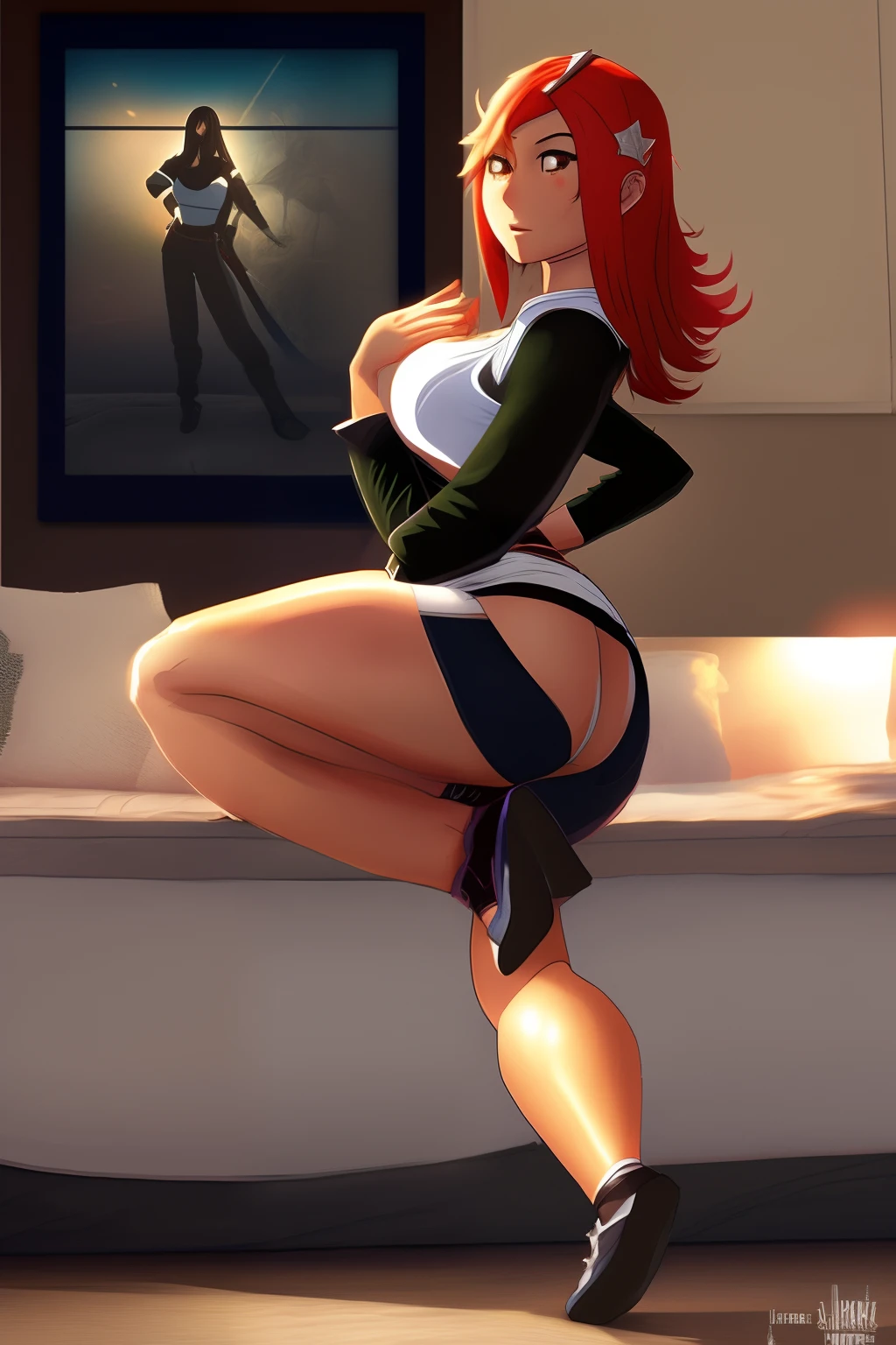 Real athena asamiya from king of fighter really sexy and lift her leg with huge boobs and ass and a dark sexy looking