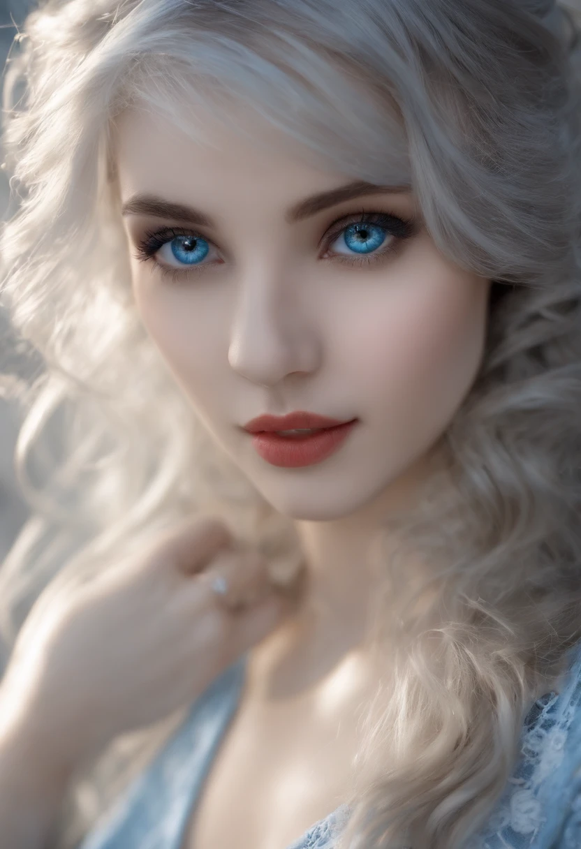 younggirl　blue eyes　silber hair　爆乳