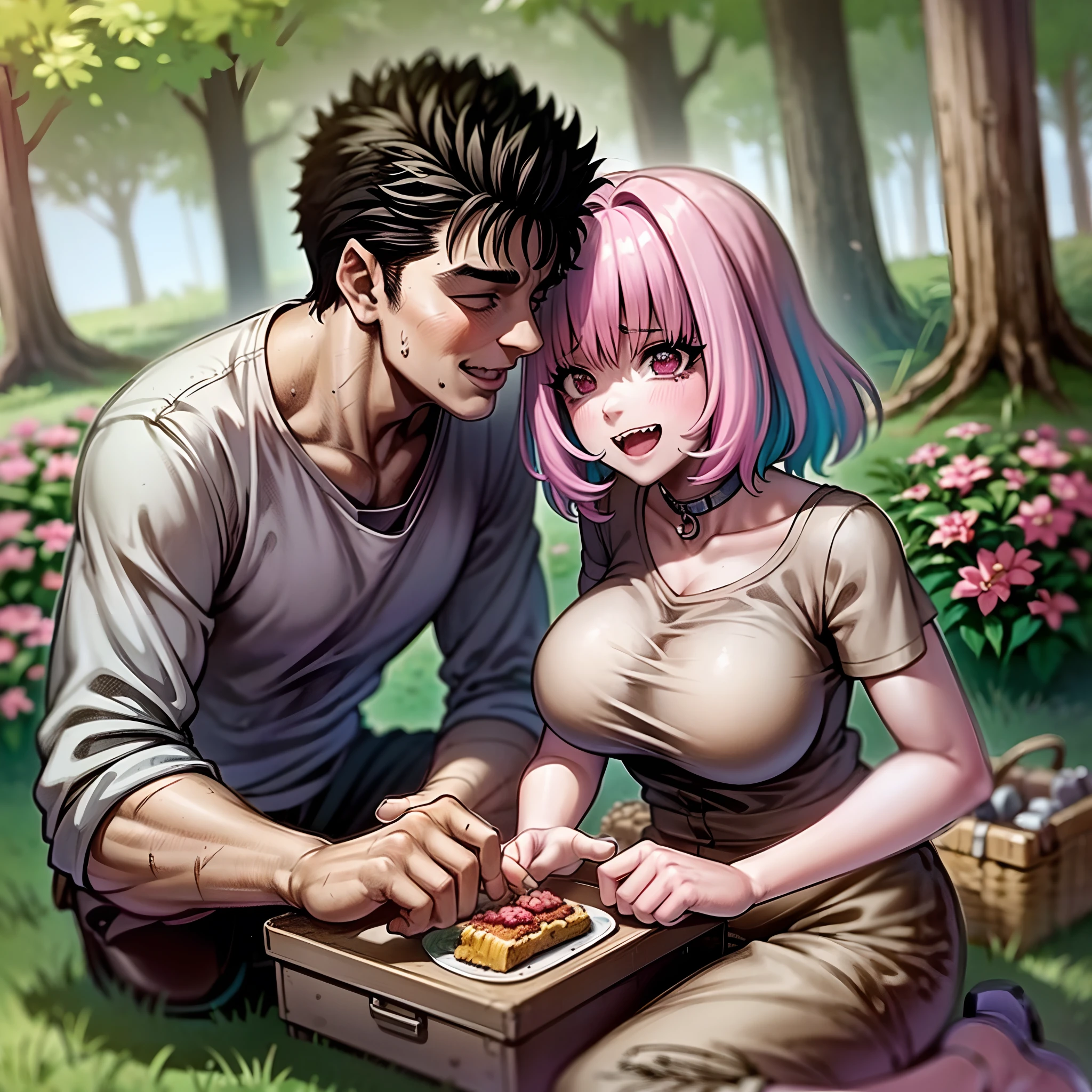 (a happy family in a picnic garden),(riamu as a motherly figure),(riamu and her husband spending quality time),(a couple enjoying the outdoors),(riamu's children playing and having fun),(guts as a loving and caring father),(a loving husband and wife),(riamu and her son sharing a joyful bond),(a happy and harmonious family),(the joyful laughter of children),(the warmth of family bonds),(a picturesque garden scene),(the vibrant colors of nature),(the soft sunlight filtering through the trees),(a peaceful and serene atmosphere),(guts and riamu surrounded by blooming flowers),(the scent of freshly cut grass),(a delicious picnic spread with a variety of food),(the sound of birds chirping),(the feeling of grass beneath their feet),(the love and happiness radiating from the family),(a moment of pure joy and togetherness),(a snapshot of a perfect family outing),(a memory to be cherished forever)