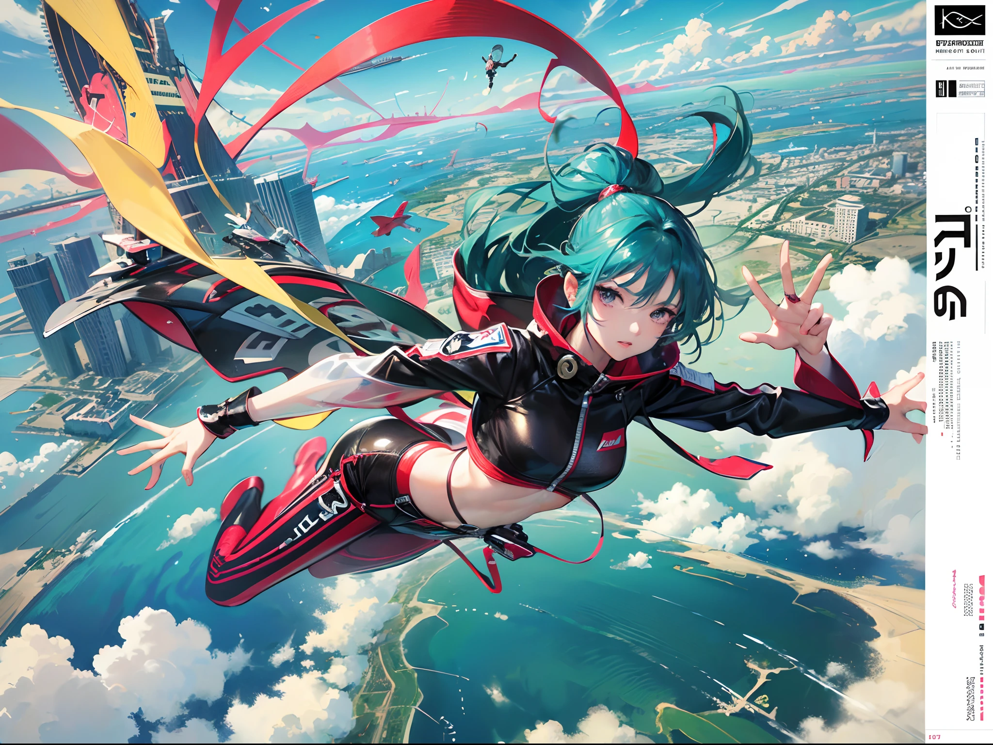 (Finest quality)),(超A high resolution),(ultra-detailliert),(Meticulous portrayal),((Best Anime)),(Finest works of art),Ultra-Precision Art,The art of astounding depiction, (Woman skydiving)