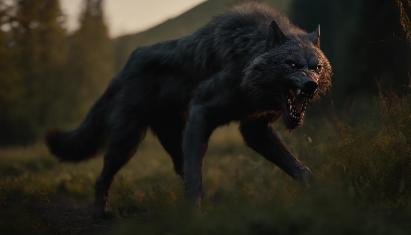 a werewolf, detailed werewolf face, detailed werewolf eyes, detailed werewolf fangs, detailed werewolf claws, werewolf in forest, werewolf howling at the moon, hyper-realistic, cinematic lighting, moody atmosphere, highly detailed, intricate details, dark fantasy, unreal engine, 8k, photorealistic