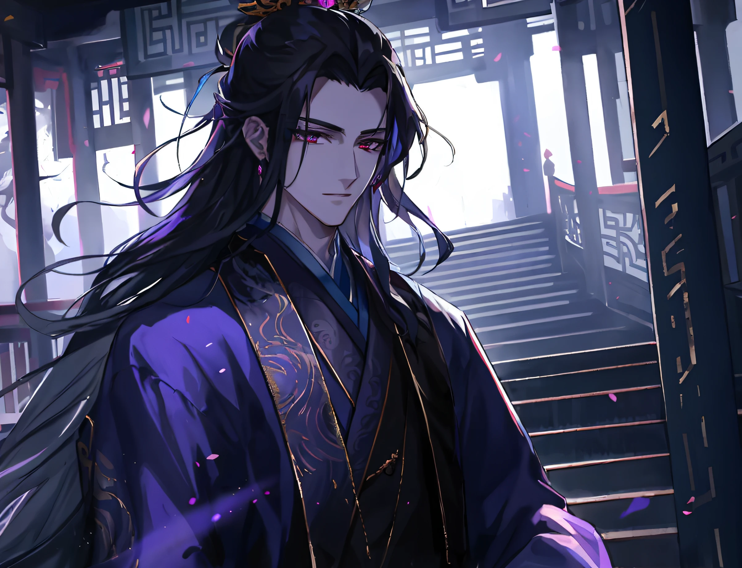 Handsome guy in demon killer art，Flacher Hauch von goldenem Yao，Yang J，handsome androgynous prince，Flowing hair and white robes，inspiriert von Bian Shoumin，Inspiriert von Seki Do-sang，Inspiriert vom gelben Gott，inspiriert von Zhang Han，zarter androgyner Prinz，inspiriert von Zhao Yuan，Figuren