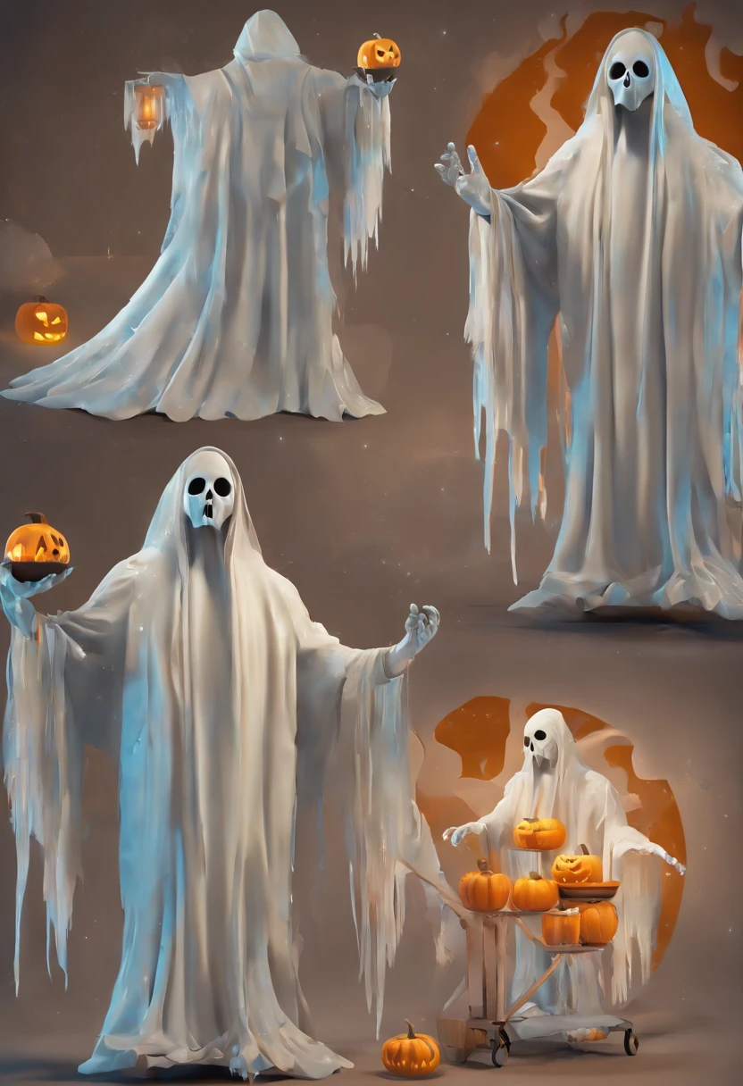 Digital haunting: Create a digital representation of a ghost or spirit, Using cybernetic effects, like glitches and distortions, with the word "Halloween" escrita no centro da tela.