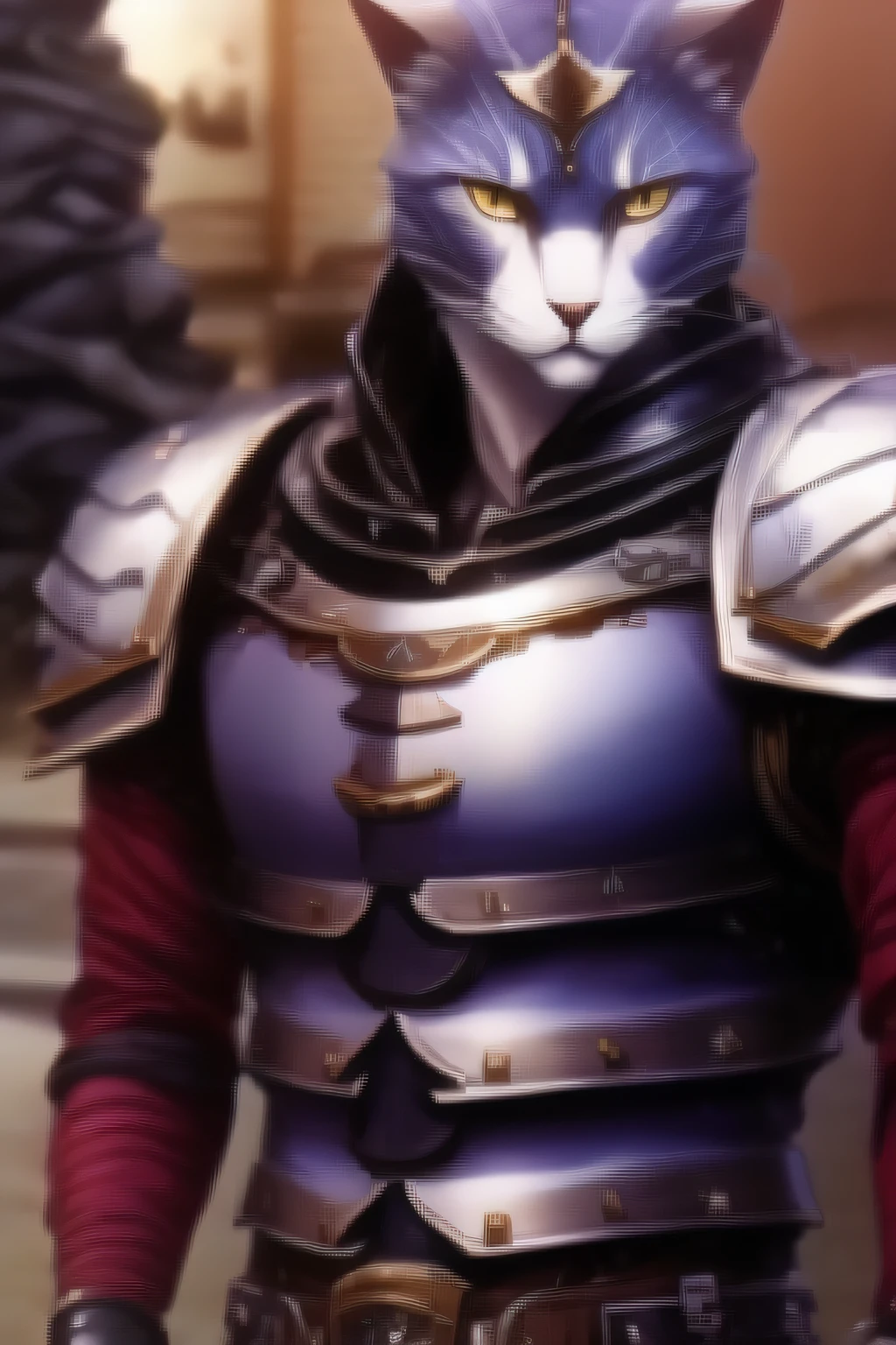 Cat in knight's armor, Anime Stil
