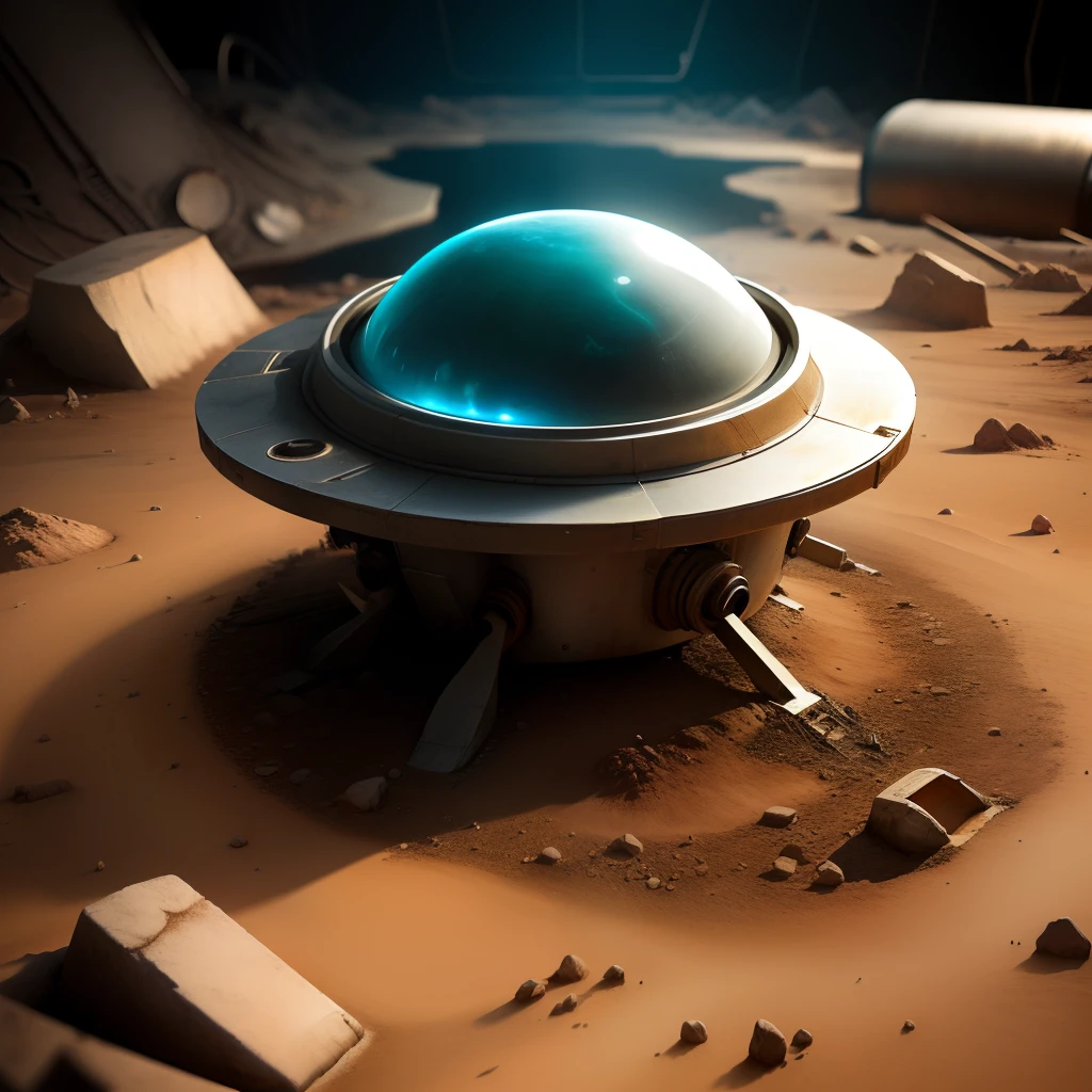 "Describe a secret underground lab where Bob Lazar first encountered the mysterious alien spacecraft."