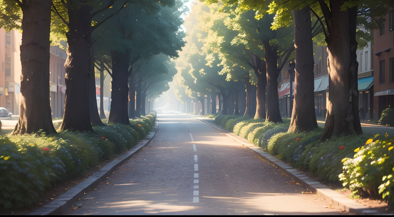 best quality, 4k, highres, ultra-detailed, realistic, vivid colors, bokeh, HDR, studio lighting, physically-based rendering, professional, sharp focus, extreme detail description, masterpiece:1.2, UHD, long pathway, straight lines, pedestrian lane, eye-level perspective, landscape, vibrant colors, natural lighting