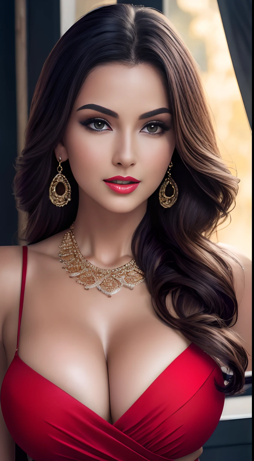 (Masterpiece, 8K,Top quality, Movie light,Best quality, offcial art, Beautiful and aesthetic:1.2), A woman with lingering charm,Call girl,Playboy girl,Miss World,miss universe,Sexy hot bikini goddess,gigantic cleavage breasts(Round breasts),Sexy red lips,(Sexy and whiquette woman,closedlips),(fully body photo),Stripped,Wearing expensive necklaces and earrings