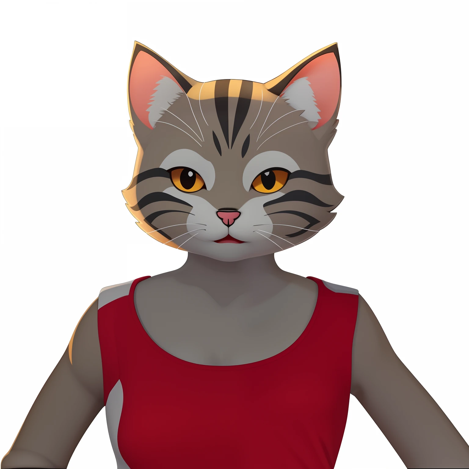 There is a cat with a red shirt and a black and white cat, anthropomorphic female cat, Gato. pintura digital, Woman / cat hybrid, menina gato atraente, cat female with a whit and chest, in illustration style digital, gatinha jovem bonita, anthropomorphic cat, illustration of a cat, um gato antro