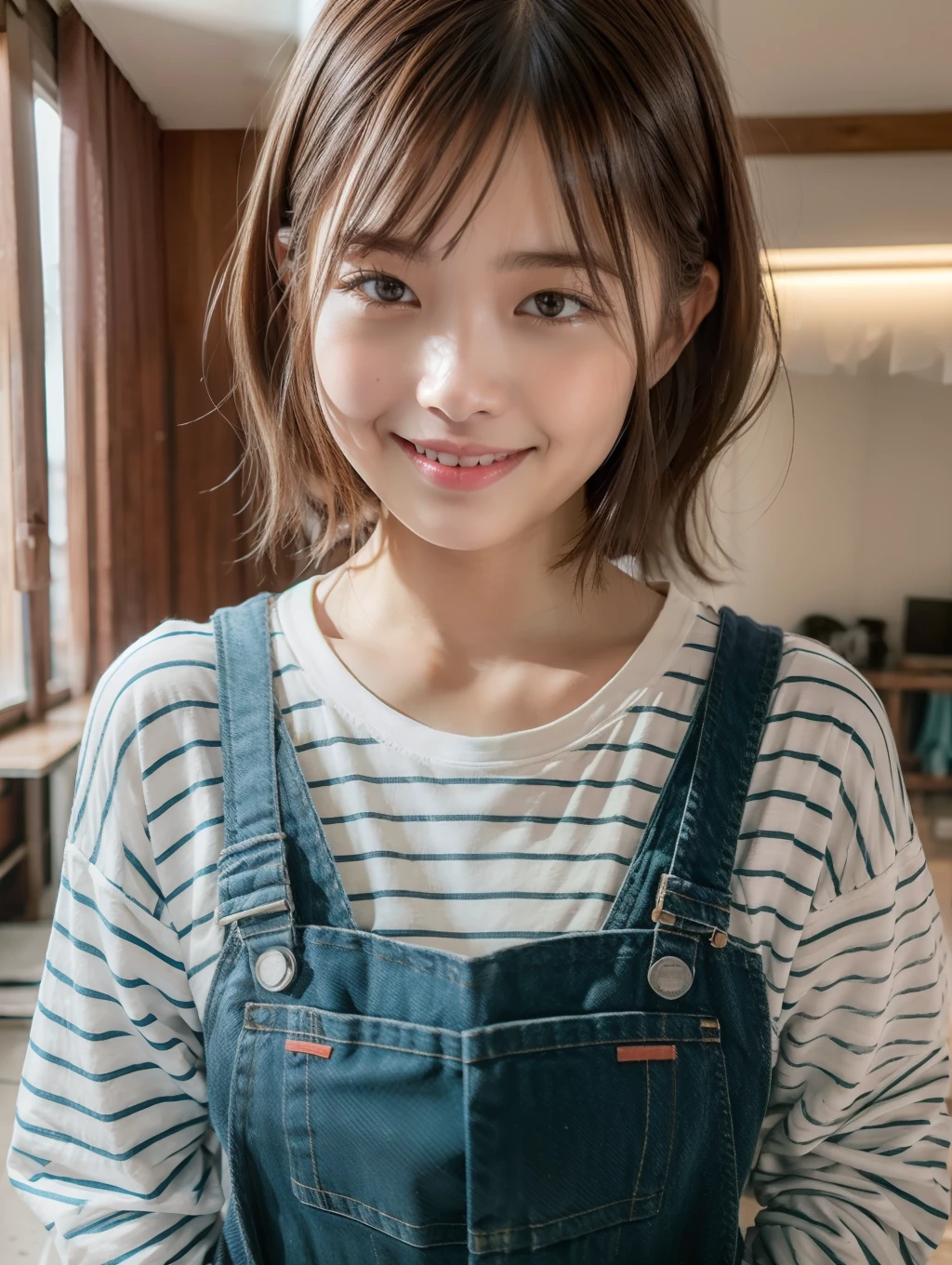 Wearing overalls