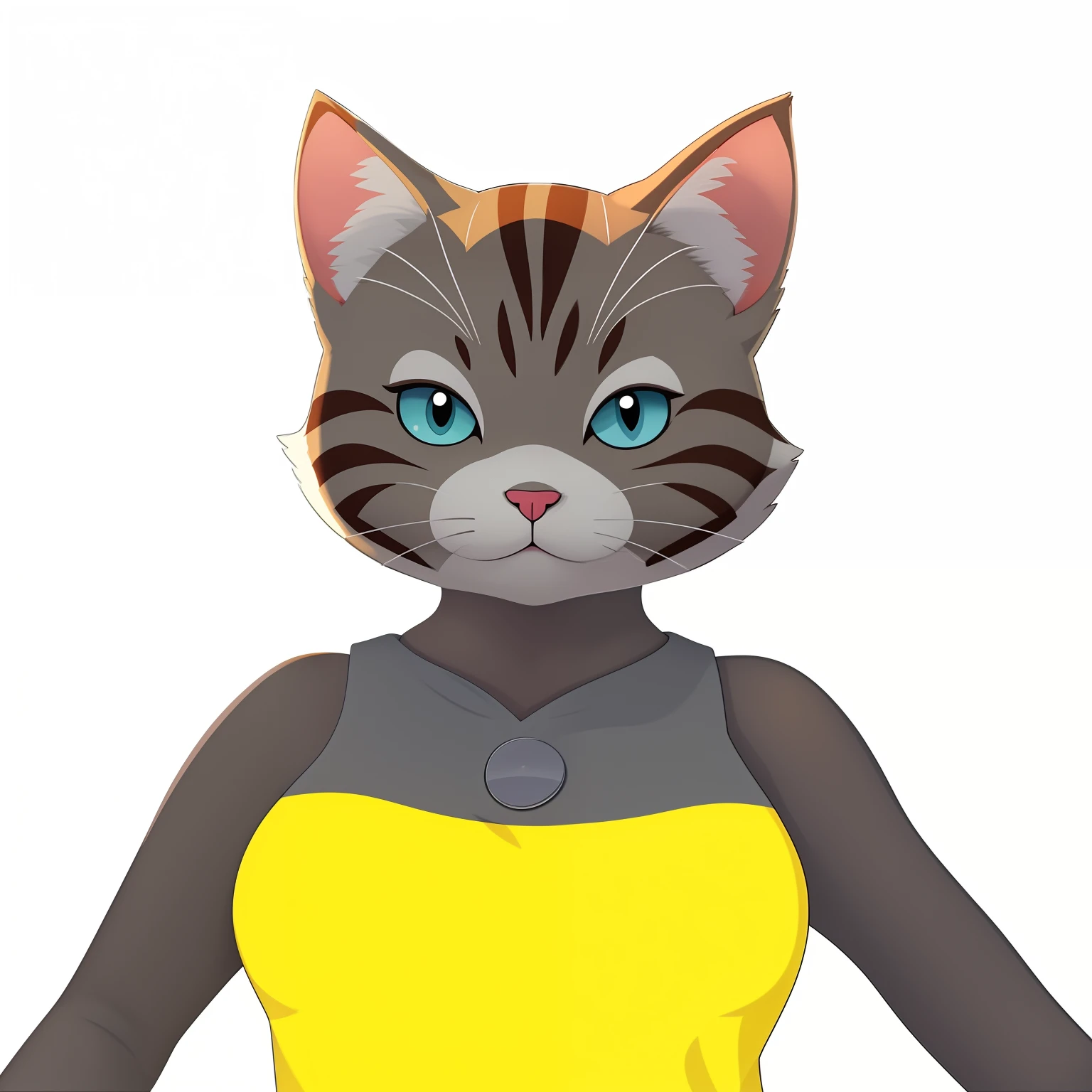 There is a cat with a shirt and a shirt, anthropomorphic female cat, Avatar da parte superior do corpo, Woman / cat hybrid, the cat is orange, human cat hybrid, gato atraente, sem linha, gatinha, um gato antro, Avatar do jogo 2D do corpo superior, anthropomorphic cat, Gato Anime, gatinha jovem bonita