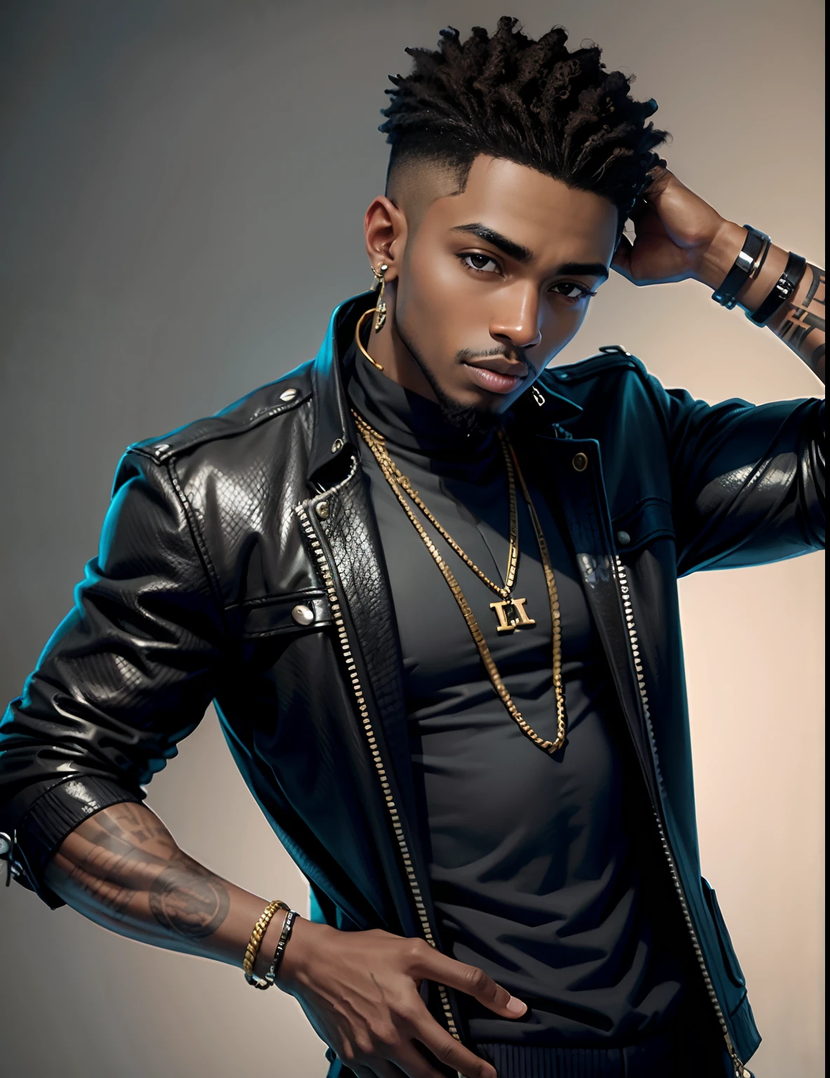 handsome young black man, hip hop style