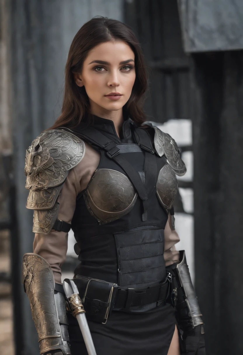 Female Marine Corps officer wearing white protector(Tall huge tit thick thight Cleopatra Kat Cobalt hair Brown eyes Black lips) A communication device like a tiara is attached to the head A black metal skeleton covers the torso of a woman wearing a white inner suit, and the oval crystal on her chest glows blue. Both shoulders are protected by armor with three plates stacked on the left and right, and metal fibers extending from the armor cover up to the elbows. Small backpack on the back The waist circumference is on the front front left and right1Each short plate is fixed as skirt armor on the back side, left and right center. Armor boots protect your legs wrapped in light-colored tights up to your thighs。(SF)