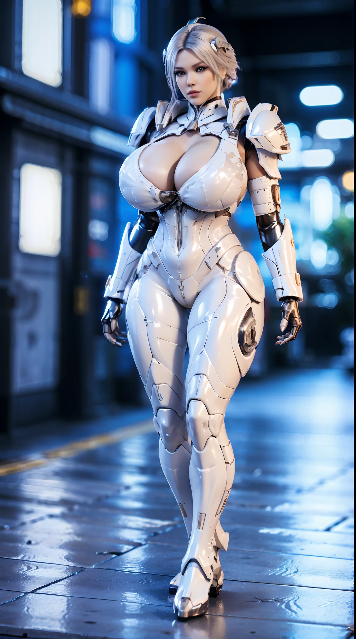 HUGE BOOBS, (WHITE, BLACK, SILVER), MECHA DRAGON ARMOR, FUTURISTIC LATEX SUIT, (CLEAVAGE), (TALL LEGS), (STANDING), SEXY BODY, MUSCLE ABS, UHD, 8K, 1080P.