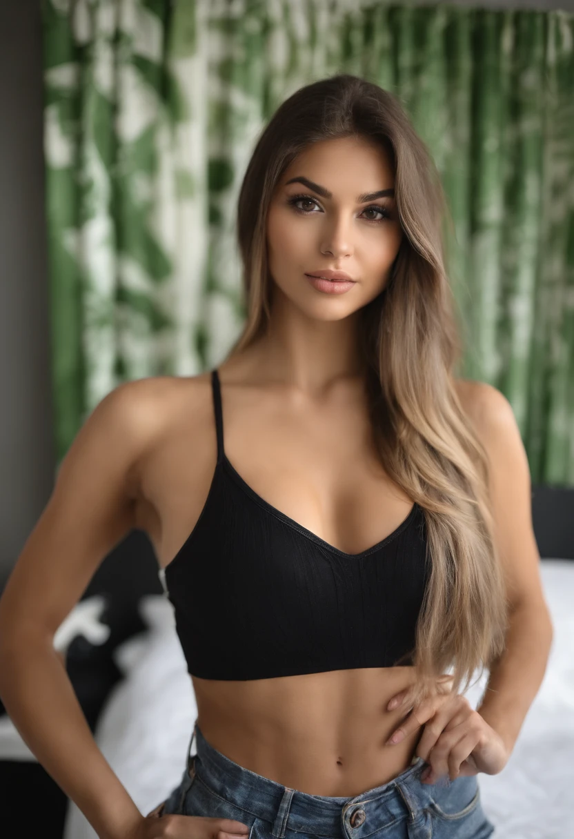 Arafed woman with matching tank top and panties, fille sexy aux yeux bruns, Portrait Sophie Mudd, cheveux blonds et grands yeux, selfie of a young woman, Les yeux dans la chambre, Violet Myers, ohne Maquillage, maquillage naturel, Look directly into the camera, Visage avec Artgram, dezentes Maquillage, Superbe photo du corps entier, dans la chambre, Fission, hispanic,