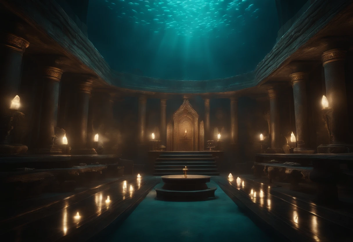 A sacred and dignified room of the underwater kingdom