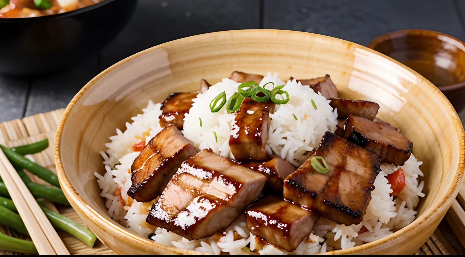 A bowl of char siu rice