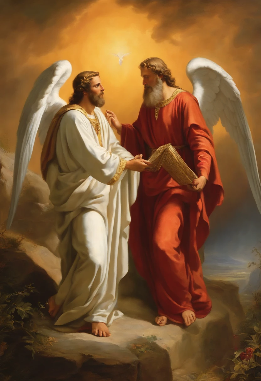 meeting of two angels with Lot, man of faith of the Old Testament of the Bible, fear of God and obedience to his commandments