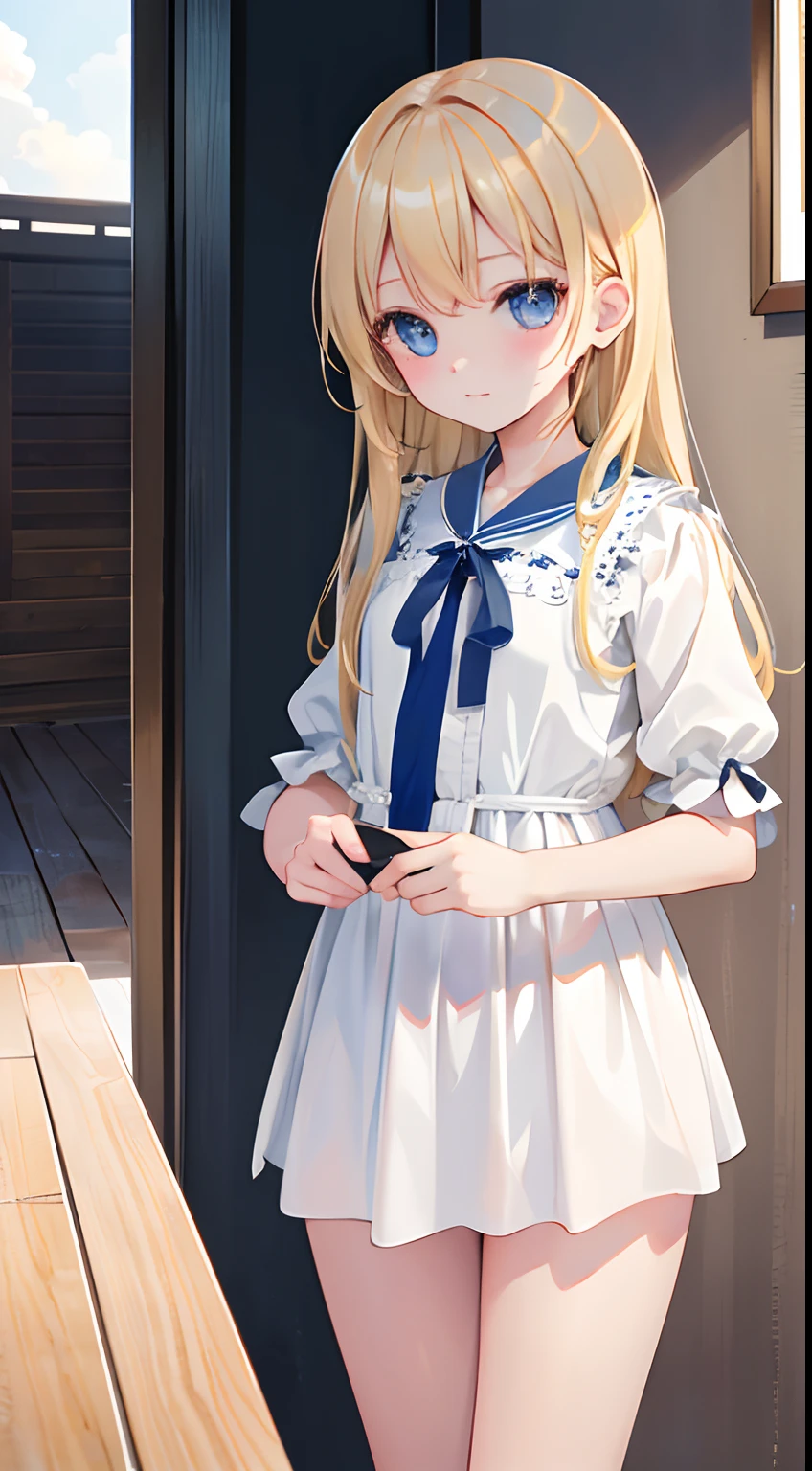 swim wears、hposing Gravure Idol、blonde hair、(masterpiece、top-quality:1.6)thighs thighs thighs thighs、Beautiful girl blue sky、looking at the viewers、small waist、Official Art、Raw foto、Incredibly ridiculous、face lights、Dynamic Lighting、电影灯光、A hyper-realistic、hight resolution、a picture、foco nítido、highestdetailed、ighly detailed、detaile、extremely detailed eye and face