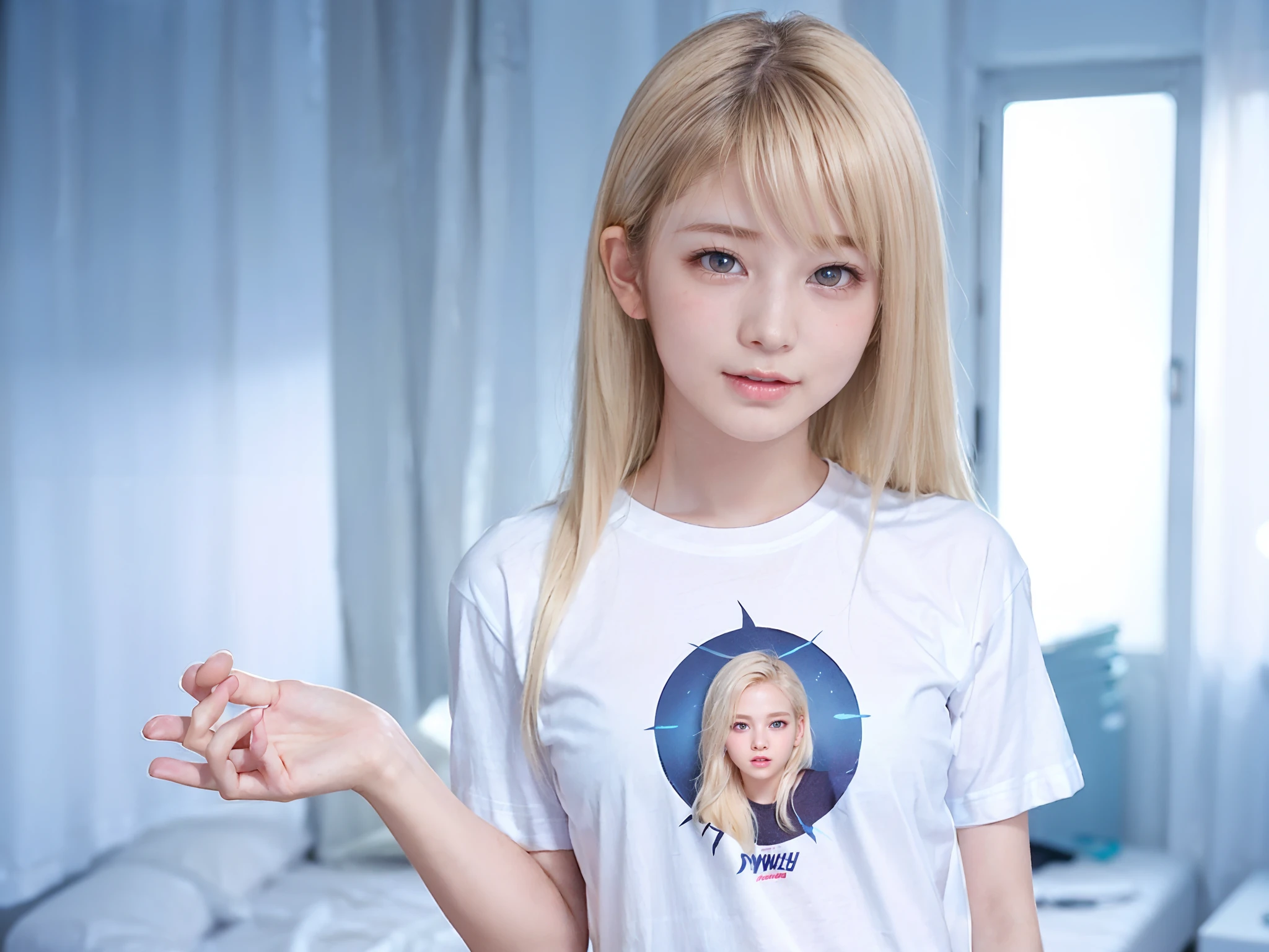 Hay una mujer rubia que posa para una foto con uniforme., Kim Chaewon, Chaewon de Lesserafim, Chaewon de Lesserafim, chsewon de serafines, Chaewon, con flequillo, kim Chaewon, portrait of Chaewon, retrato de kim Chaewon, chaechae de lesserafim, con flequillo completo