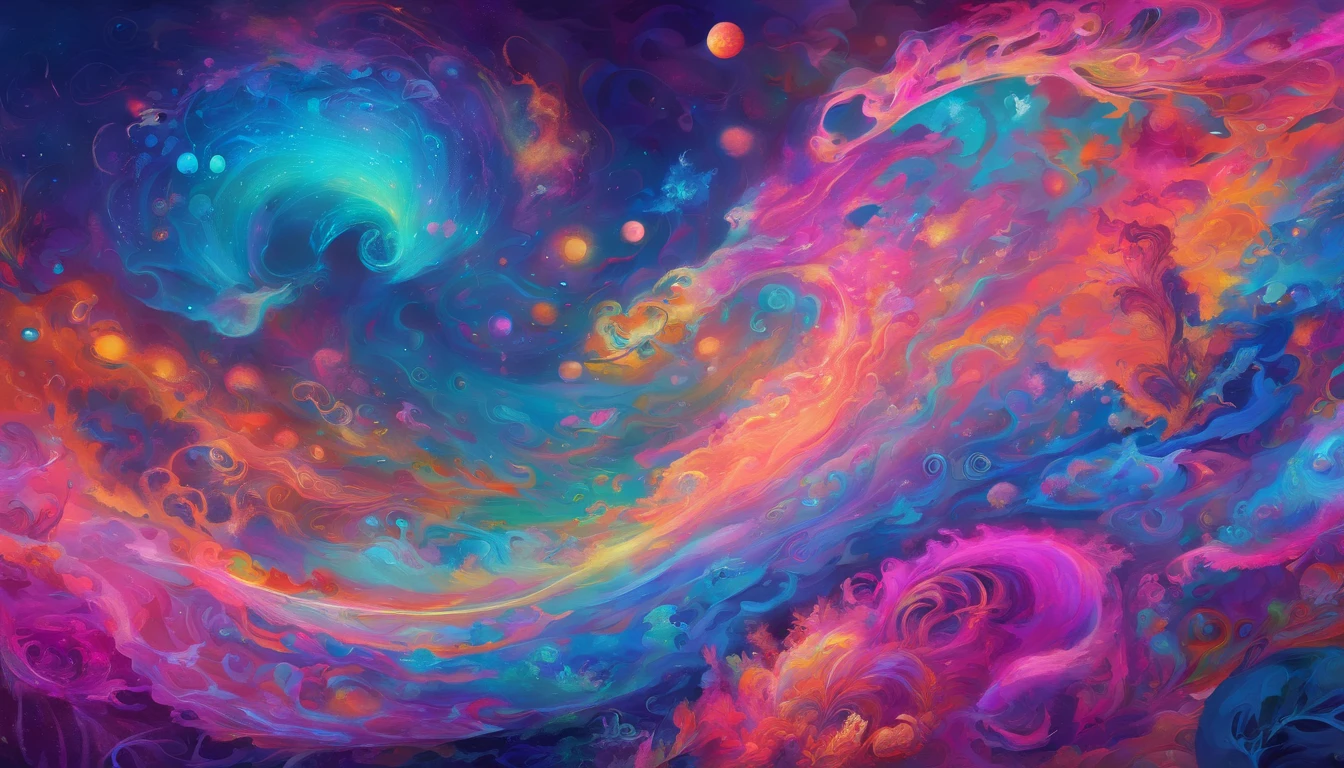 A painting of a colorful swirl with a black background - SeaArt AI