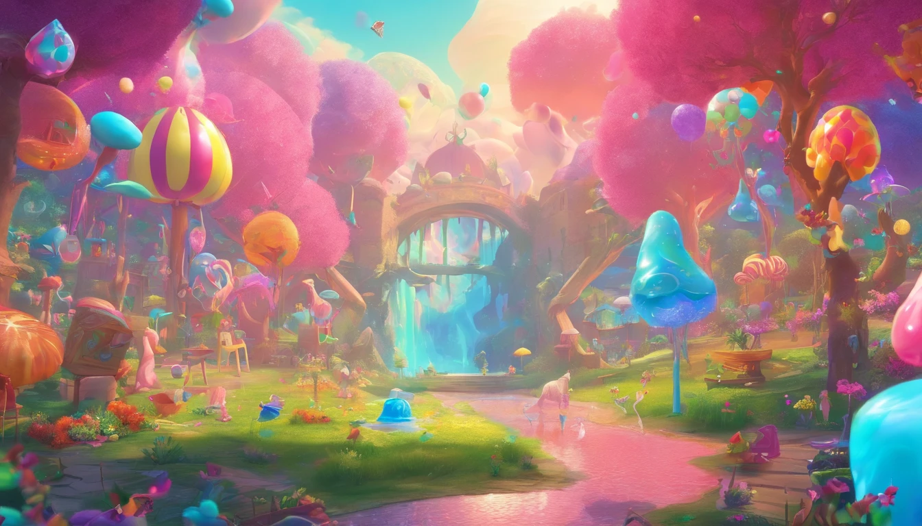 (cute:1.1,pink:1.1,aesthetic:1.2),whimsical fantasy land,large, [pastel colors], [soft lighting], [dreamy atmosphere], [fluffy clouds], [colorful balloons], [sparkling stars], [lush greenery], [giant mushrooms], [rolling hills], [butterflies], [bunny rabbits], [giggling fairies], [flowing waterfalls], [glimmering rainbow], [giggling girls], [gazing at the sunset], [twinkling lights], [delicate flowers], [enchanted castle], [magical creatures], [laughing unicorns], [singing birds], [dancing elephants], [fancy tea party], [candy-filled sky], [floating bubbles], [delicious sweets], [playful kittens], [whispering trees], [magical swings], [sentimental hidden spots], [giant lollipops], [giggling fountains], (realistic,photorealistic:1.37), (best quality,4k,8k,highres,masterpiece:1.2)