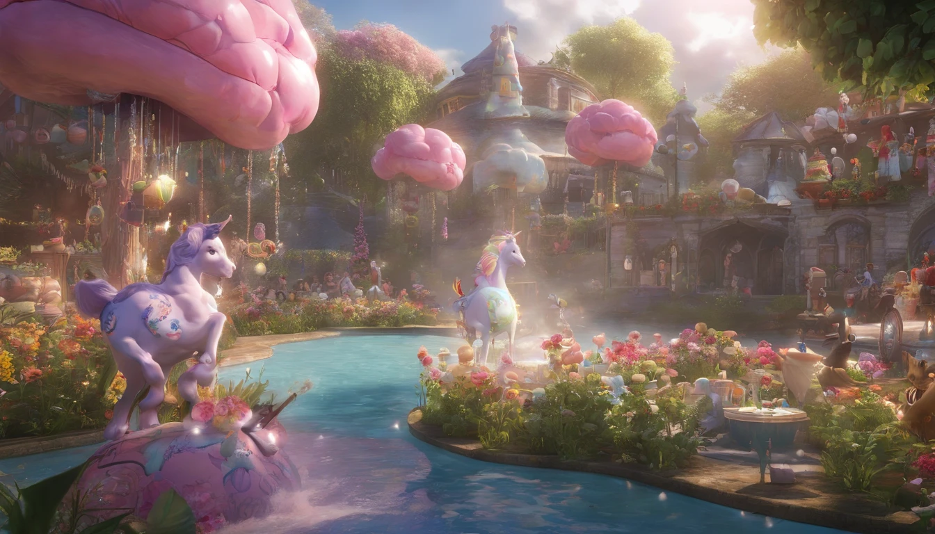 (cute:1.1,pink:1.1,aesthetic:1.2),whimsical fantasy land,large, [pastel colors], [soft lighting], [dreamy atmosphere], [fluffy clouds], [colorful balloons], [sparkling stars], [lush greenery], [giant mushrooms], [rolling hills], [butterflies], [bunny rabbits], [giggling fairies], [flowing waterfalls], [glimmering rainbow], [giggling girls], [gazing at the sunset], [twinkling lights], [delicate flowers], [enchanted castle], [magical creatures], [laughing unicorns], [singing birds], [dancing elephants], [fancy tea party], [candy-filled sky], [floating bubbles], [delicious sweets], [playful kittens], [whispering trees], [magical swings], [sentimental hidden spots], [giant lollipops], [giggling fountains], (realistic,photorealistic:1.37), (best quality,4k,8k,highres,masterpiece:1.2)