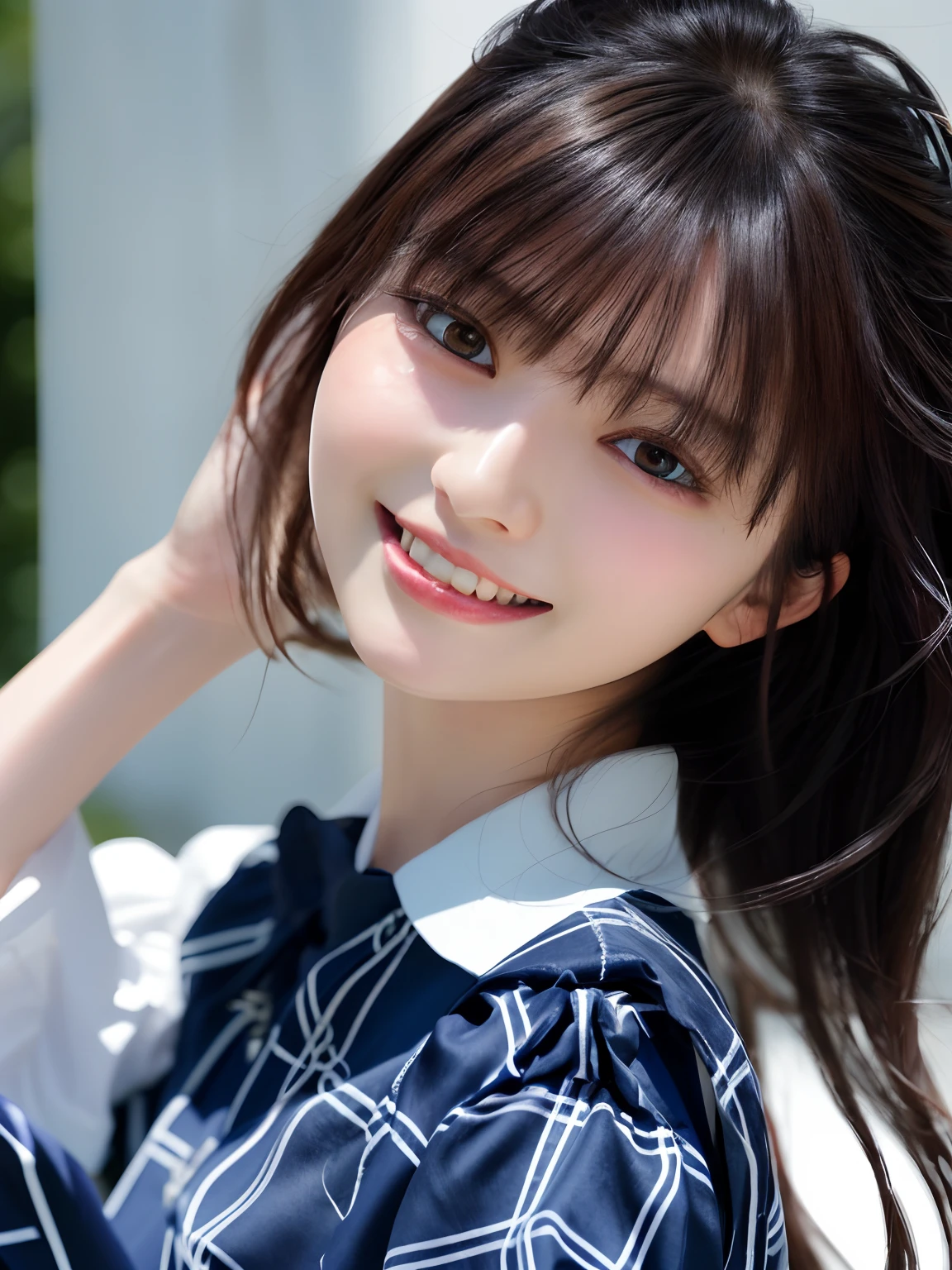 masutepiece, Best Quality,
Ultra-detailed, finely detail, hight resolution, in 8K,
((Photorealsitic:1.4, Raw photography, 超A high resolution,Top image quality: 1.4)),
Wallpaper,
((Perfect whole body configuration1.5)),
Beautiful detailed eyes, Natural Color Lip,
((a serene smile:1.5)),
((Random and cute hairstyles)),
((rather large breasts、The chest is open、No Underwear:1.2)),
((from the front side:1.5)),
((breastsout、under look eyes、breastsout、Mole on the arm:0.9)),
((Random blurry background)),((the setting sun)),((Colored leaves)),
((Random and cute facial expressions)),,
very detailed and professional lighting、
Perfect dynamic composition, Beautiful detailed eyes,((bending forward:1.5)), ((Put on a jacket:1.6)),((micromini skirt:1,5)),((Smile,Harajuku)),((Sexy shot looking at camera))