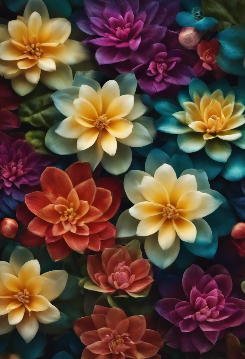 bellisimos patrones florales que se repiten en tonos de piedras preciosas, Efecto 3D, Ultra foto realsisim , Pinterres, The color of the hexadecimal code is 5ABCB9, 63E2C6, FB6376, 613F75, 0C6291 only, afluente, El fondo de pantalla, artistic