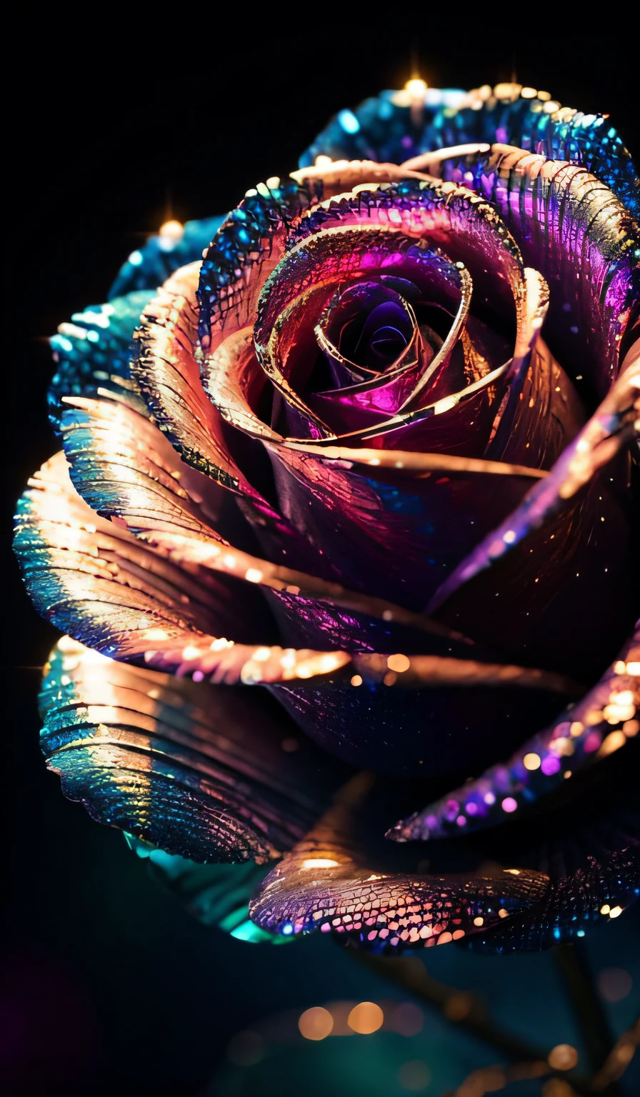 Crystal rose， fanciful, galaxias, cleanness, glittery, glittery, Splendor, Colorful, Amazing photography, dramatic  lighting, photo-realism, ultra - detailed, 4K, depth of fields, A high resolution