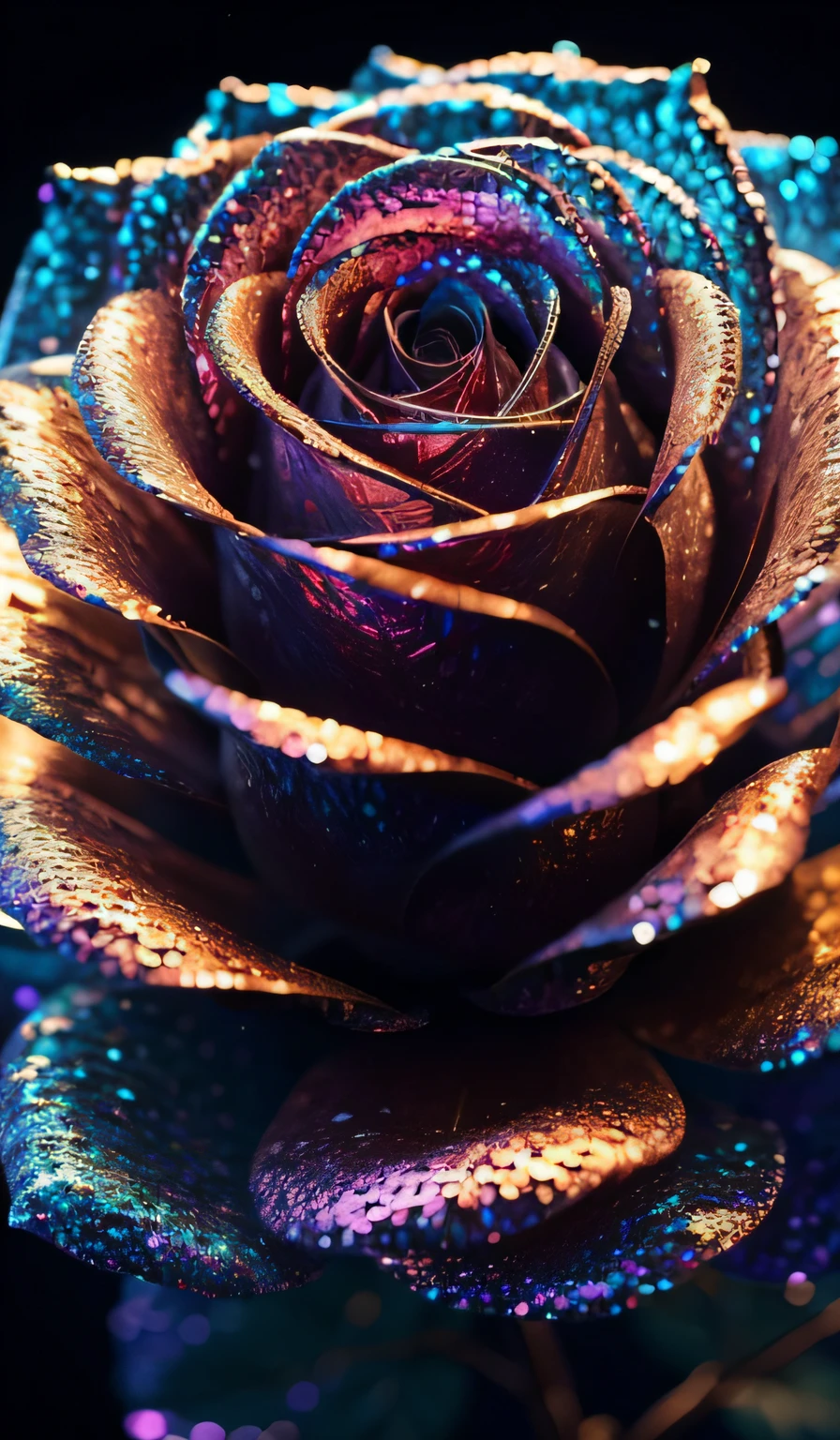Crystal rose， fanciful, galaxias, cleanness, glittery, glittery, Splendor, Colorful, Amazing photography, dramatic  lighting, photo-realism, ultra - detailed, 4K, depth of fields, A high resolution