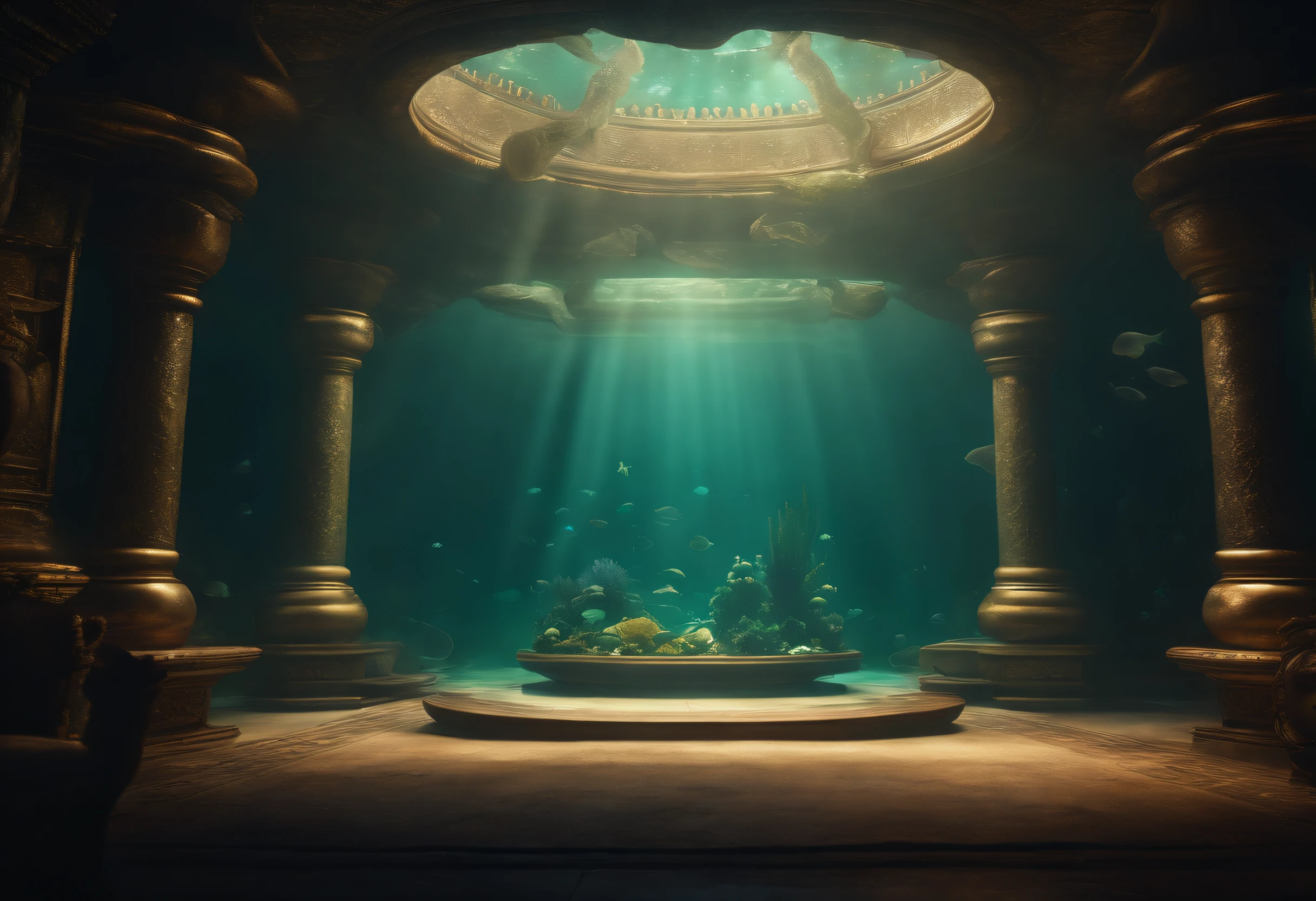 Diagonally to the right is the sacred and dignified room of the underwater kingdom
