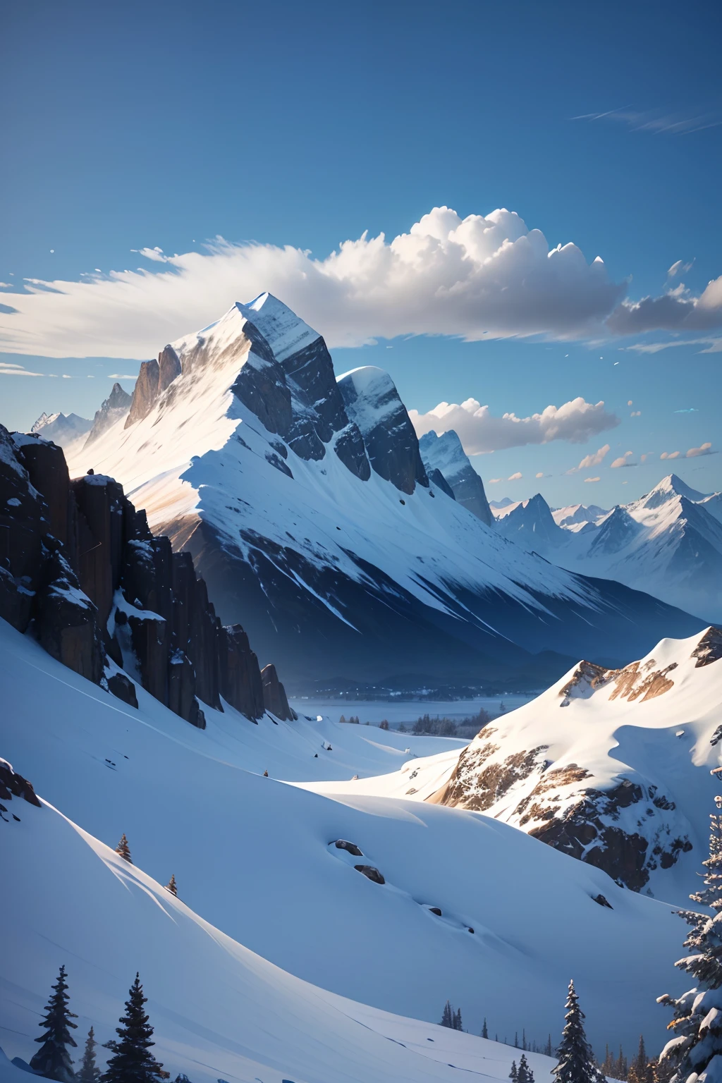 white mountain, snowy, dark sky, background, high quality, 4k resolution