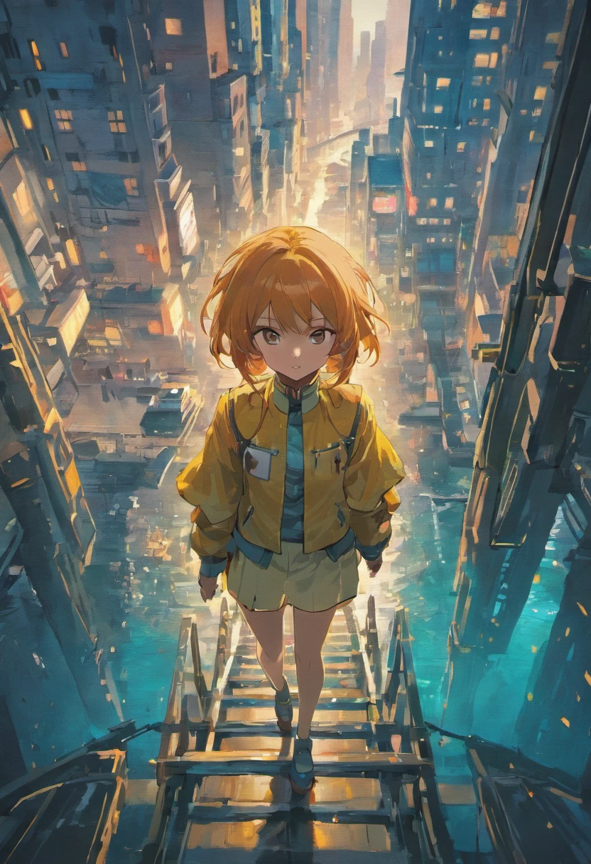 (8k unit wallpaper CG extremely detailed, masterpiece, best quality, ultra-detailed), (((solo)))), ((extremely wide shot:1.15)), a man on a bridge looking at a scifi city in the distance in the background, ((back view)), ((full body)), (high detail), (intricate details), intricate, magnificent scene, detailed environment, highly detailed environment, illustrator, (masterpiece).