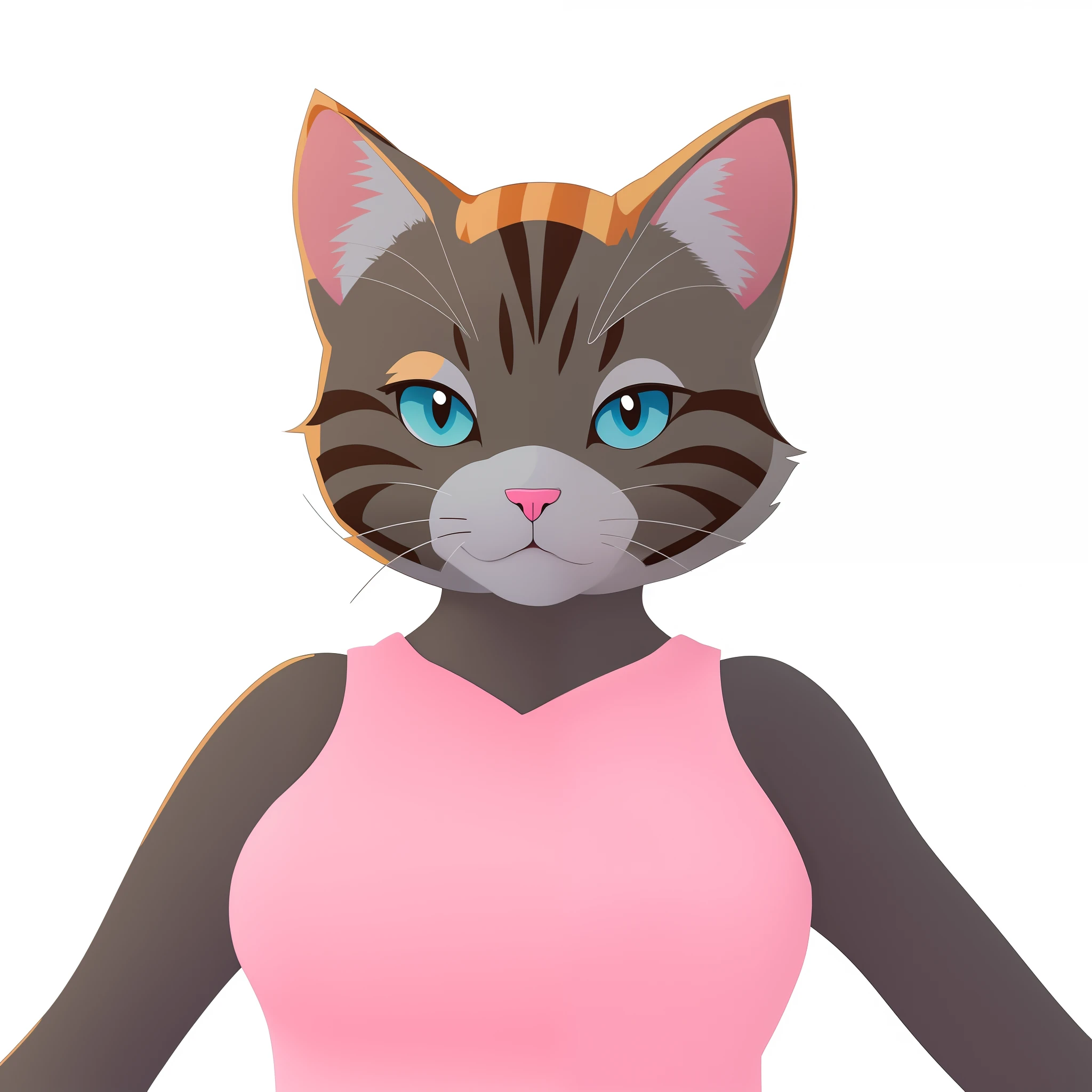 there is a cartoon cat with a pink shirt on, anthropomorphic female cat, attractive cat girl, beautiful young catgirl, woman / cat hybrid, catgirl, an anthro cat, illustration of a cat, anthro cat, anime catgirl, very beautiful cute catgirl, anthropomorphic cat, cat girl, cat female with a whit and chest