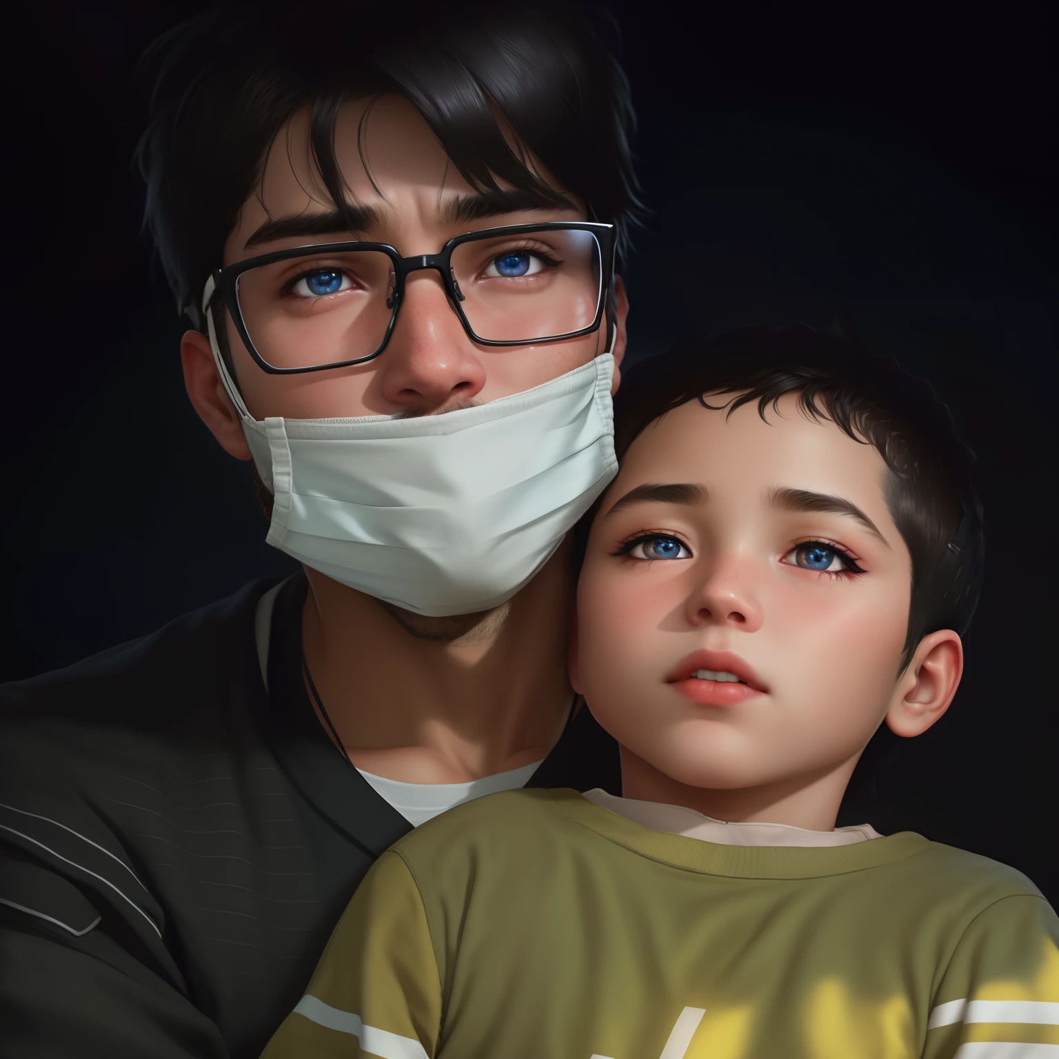 Father and male , ultra detail face, ultra detail eye, cinematic lighting, 8k