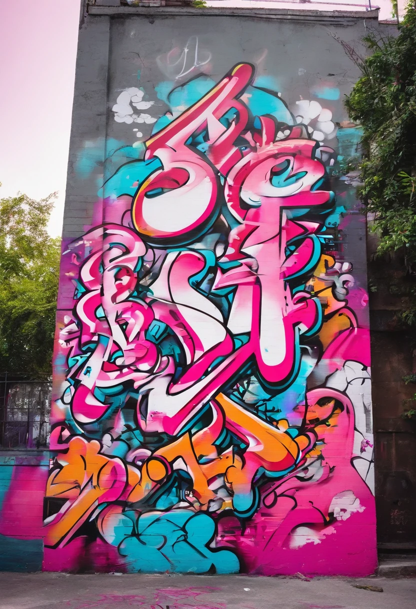 "Bya" escrito em rosa e branco