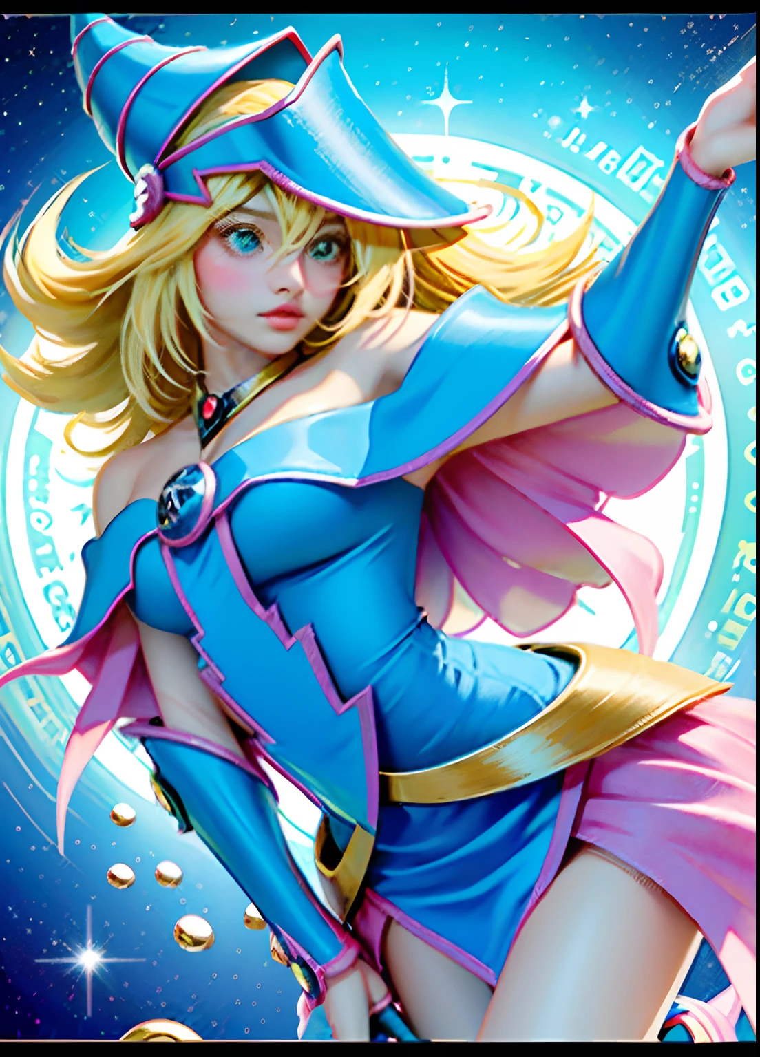 ((Dark magician girl)), ((hermoso fondo de cielo estrellado)), ((ultradetallado)), ((best  illustration)), ((cinematography lighting)), Angle Dynamic, flotante, finamente detallado, (brillo: 1.2 ), (chispa:1.2), (brillo:1.2), classical, (pintura:1.1), (boceto:1.1), (mejor calidad), (obra maestra:1.2), (estilo anime), (solo), hermoso detallado cara, (cara linda: 1.3), (ojos grandes: 1.3), cabello colorido, (cabello largo: 1.2), (cabello flotante: 1.2), (Magical Girl Costume), atuendo detallado, (varita brillante: 1.3), ( magical effects: 1.3), (falda fluida: 1.2), (botas lindas: 1.1), (tela transparente: 1.1), (brillo: 1.2), (brillo: 1.2), (resplandor: 1.2), (parpadeo: 1.2) , (deslumbrar: 1.2) hermosa dark magician girl flotando