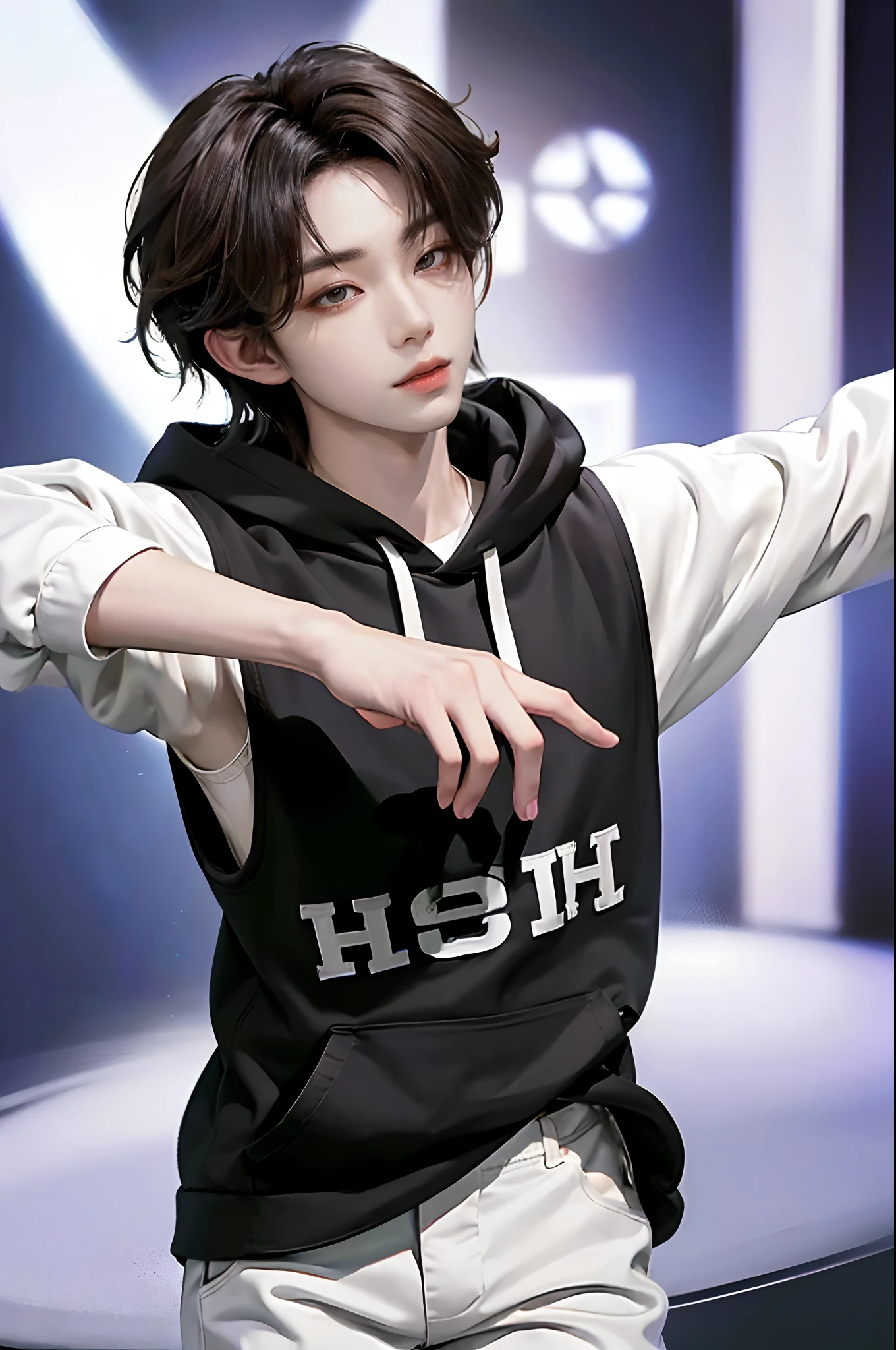 influencer e-boy pose grabbing pants own nuts