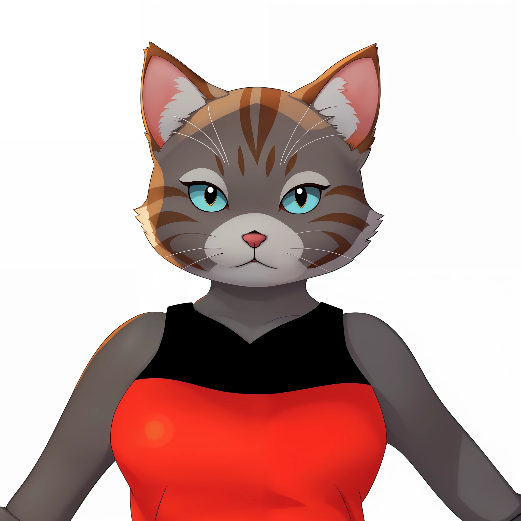 there is a cat with a red dress on and a black top, anthropomorphic female cat, attractive cat girl, beautiful young catgirl, woman / cat hybrid, anthropomorphic cat, anime catgirl, illustration of a cat, catgirl, cat. digital painting, cat female with a whit and chest, very beautiful cute catgirl