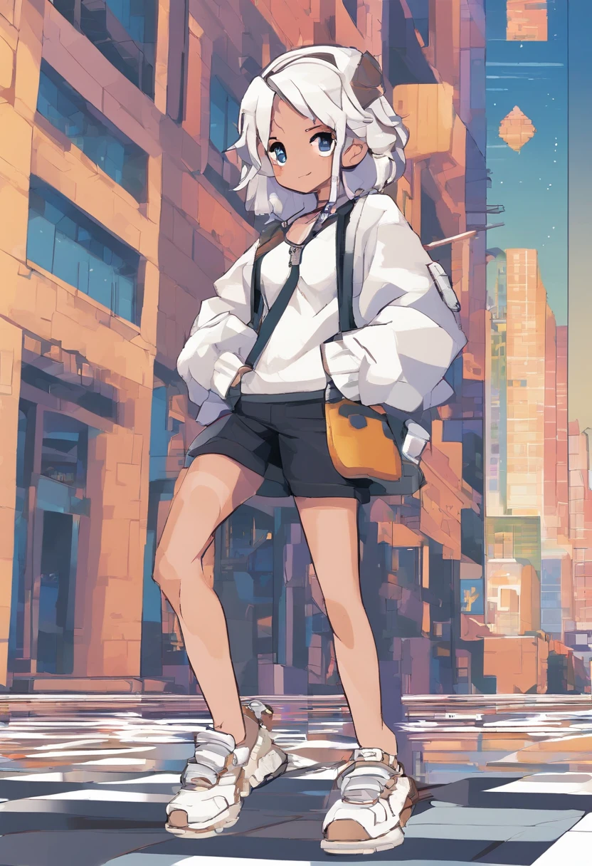 arte conceitual do personagem, fundo branco, corpo inteiro, semi-realista, 1 girl, longos cabelos dourados ondulados, top cropped branco de manga comprida, ombros expostos, Colar dourado com pingente estrela, white pant, saia dourada, white sneakers , 17 anos, extremamente bonito, pose elegante e determinada, sketches of the character around you