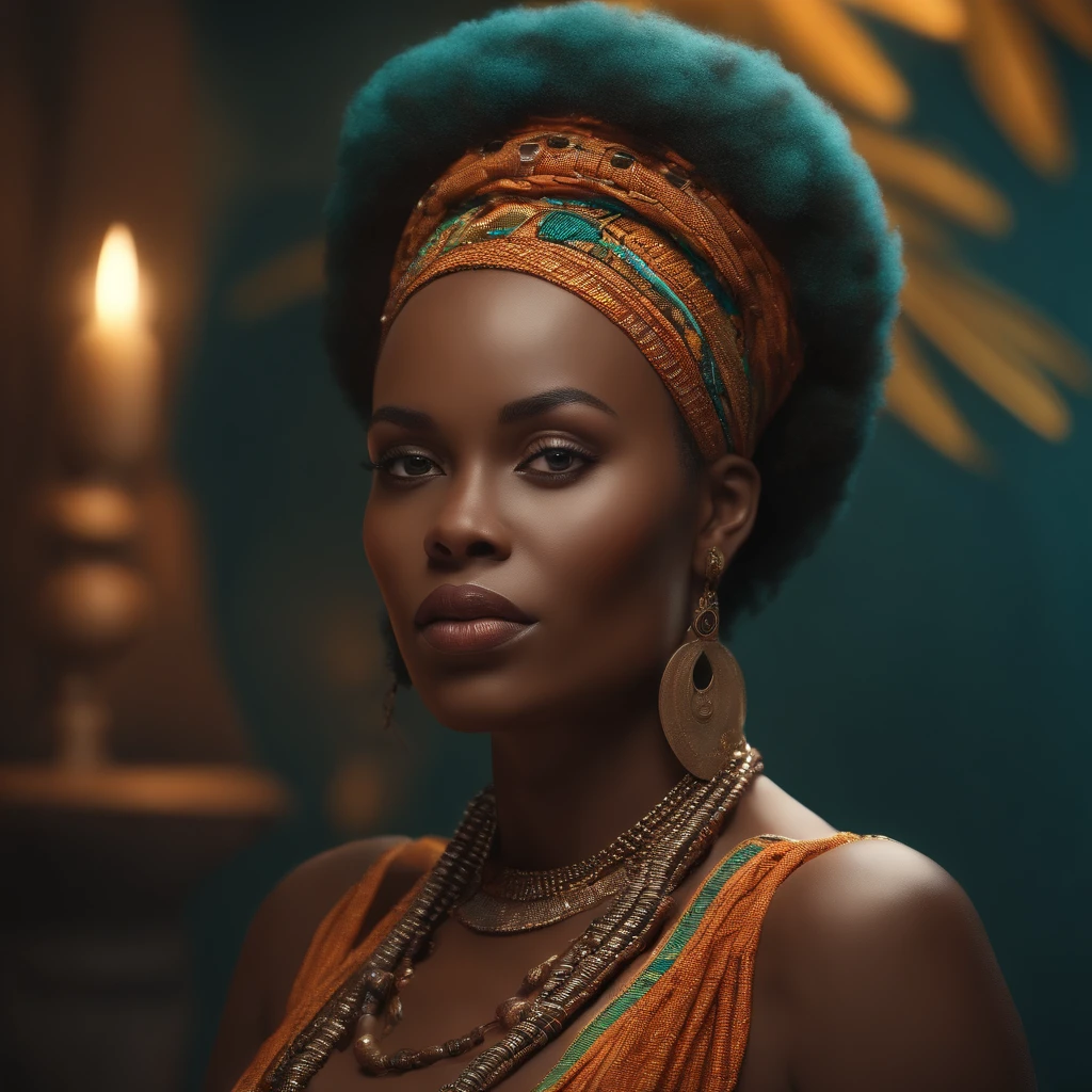 (Professional 3D rendering:1.3) de (Realistic:1.3) Foto de arte mais bonito do mundo,modelo nua(((SOMENTE O ROSTO)))Yemanja, orisha, rainha africana,roupas azuis,Orixá queen of the oceans,cores azuis, vestindo um ade detalhado e intrincado, olhar materno, cosmic goddess,impressionismo,Afrofuturista, corpo inteiro 8k unidade render, poros da pele, very dark lighting, sombreamento pesado, circunstanciado, rosto detalhado, (Vibrando, fotografia realista, Realistic, Dramatic, Escuro, foco nítido, 8k), (Roupas africanas de tribos :1.4), ((((use tecidos)))), (intrincado:1.4), decadente, (altamente detalhado:1.4), Pintura digital, rendering by octane, art stations, conceito-arte, liso, foco nítido, germe da arte, (Loish:0.23), Wlop Ilya Kuvshinov, e greg rutkowski e alphonse mucha gracias, (global ilumination, studiolight, light volumetric), beira do mar, floating particles,(((close-up rosto))), ((Fundo escuro noite estrelada:1.3)),CGSesociedade,art stations